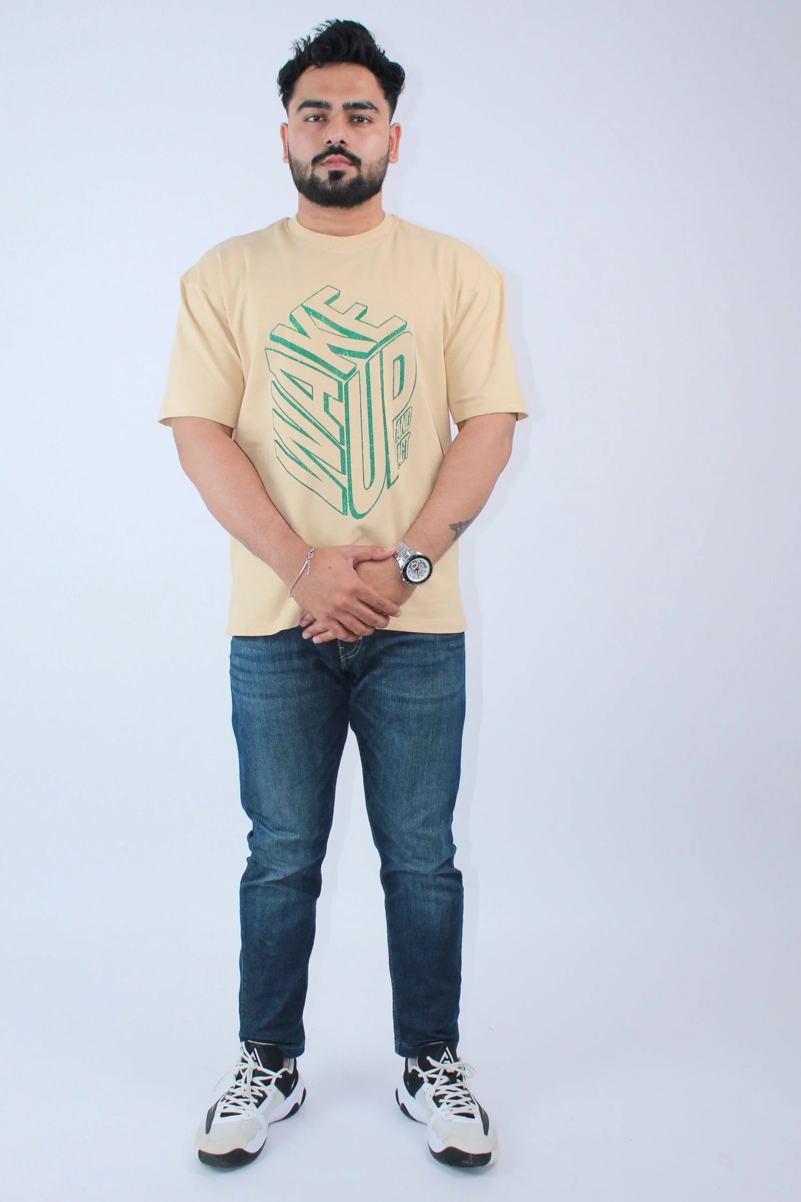 Printed Oversized Crew Neck T-Shirt - Calywer