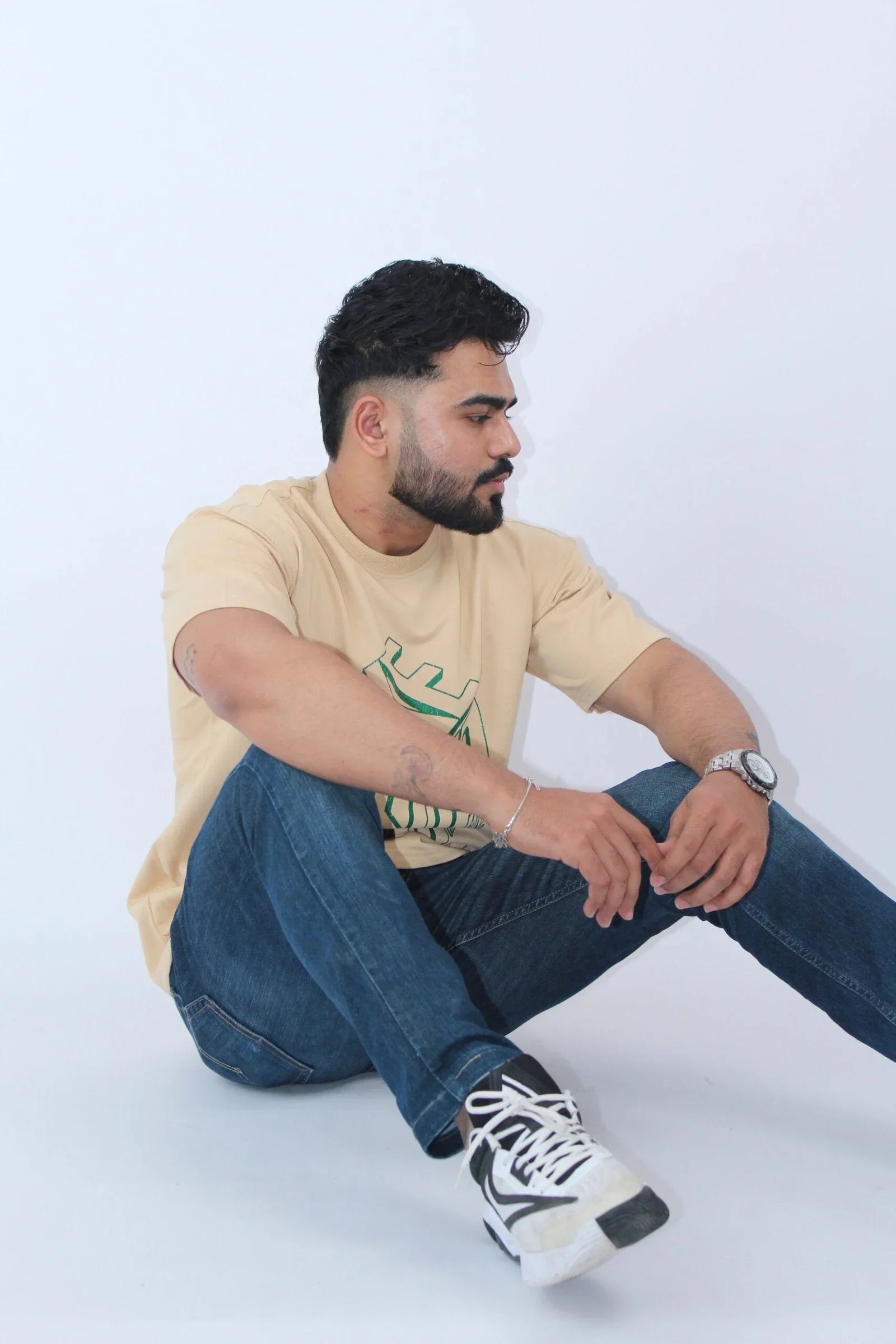 Printed Oversized Crew Neck T-Shirt - Calywer