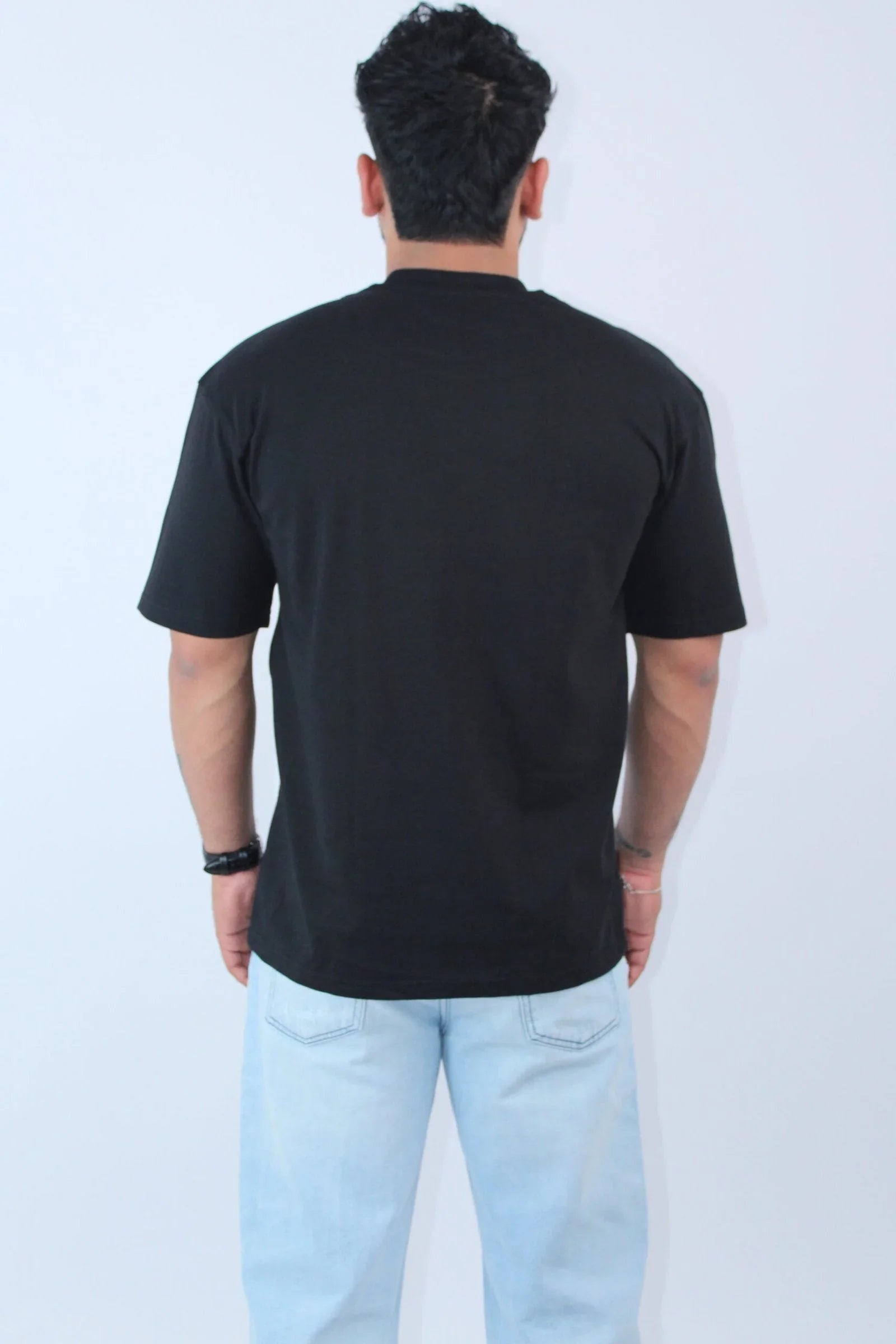 Printed Black Solid Oversized T-Shirt - Calywer