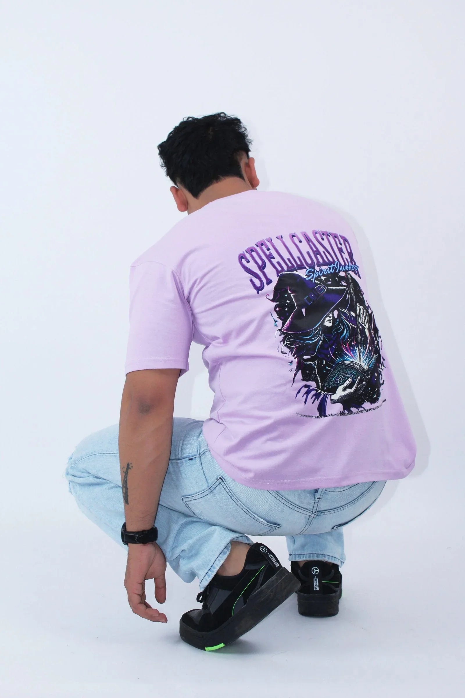 Printed Oversized Fit Lavender T-Shirt - Calywer