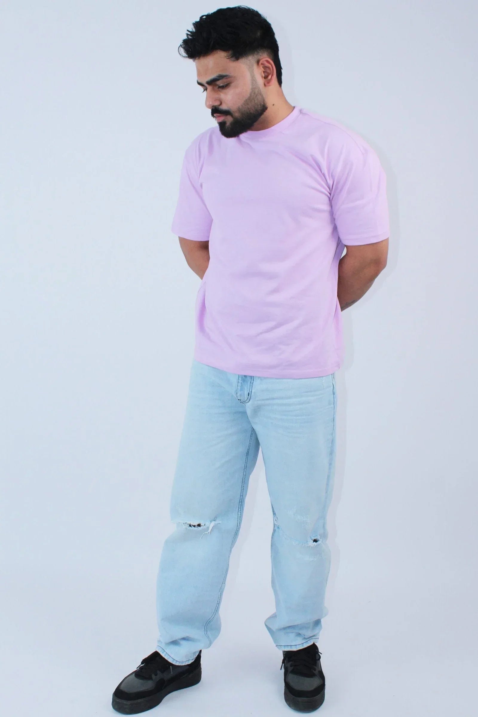 Printed Oversized Fit Lavender T-Shirt - Calywer