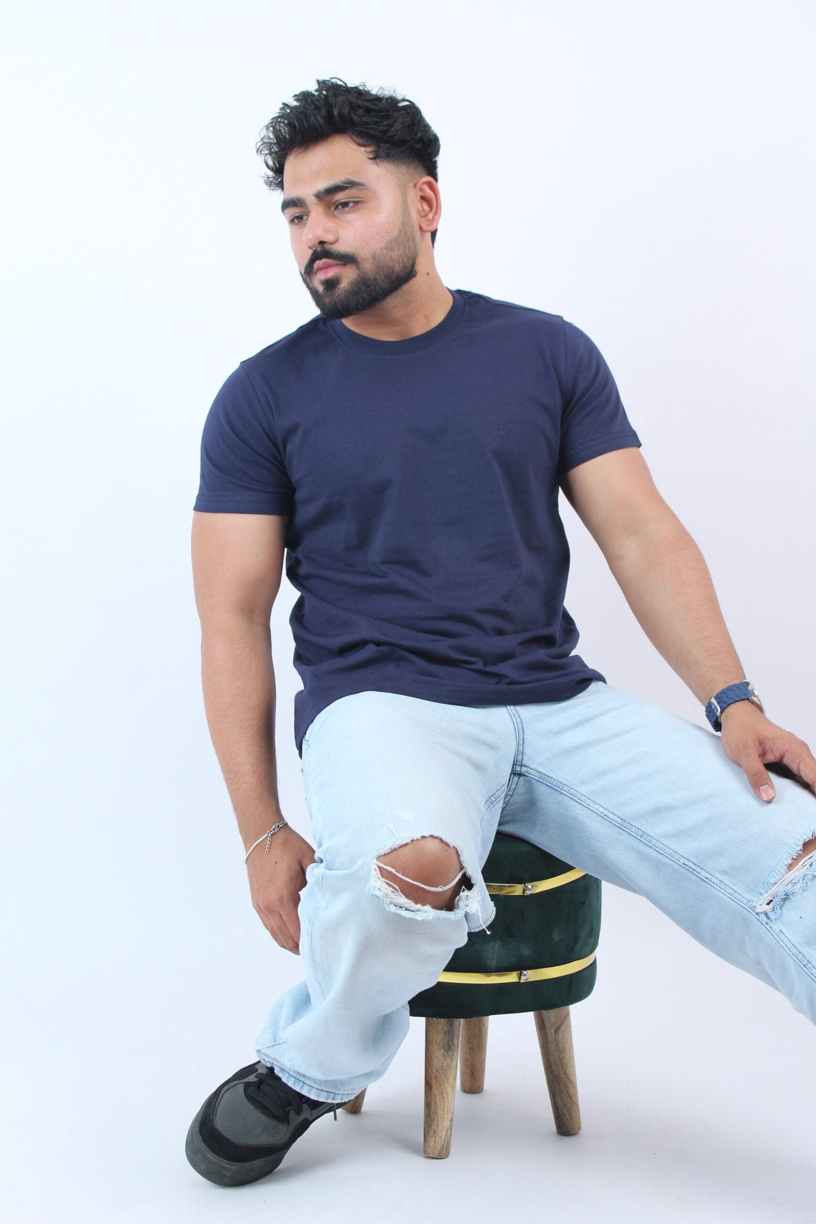 Navy Blue Regular Fir T-Shirt - Calywer