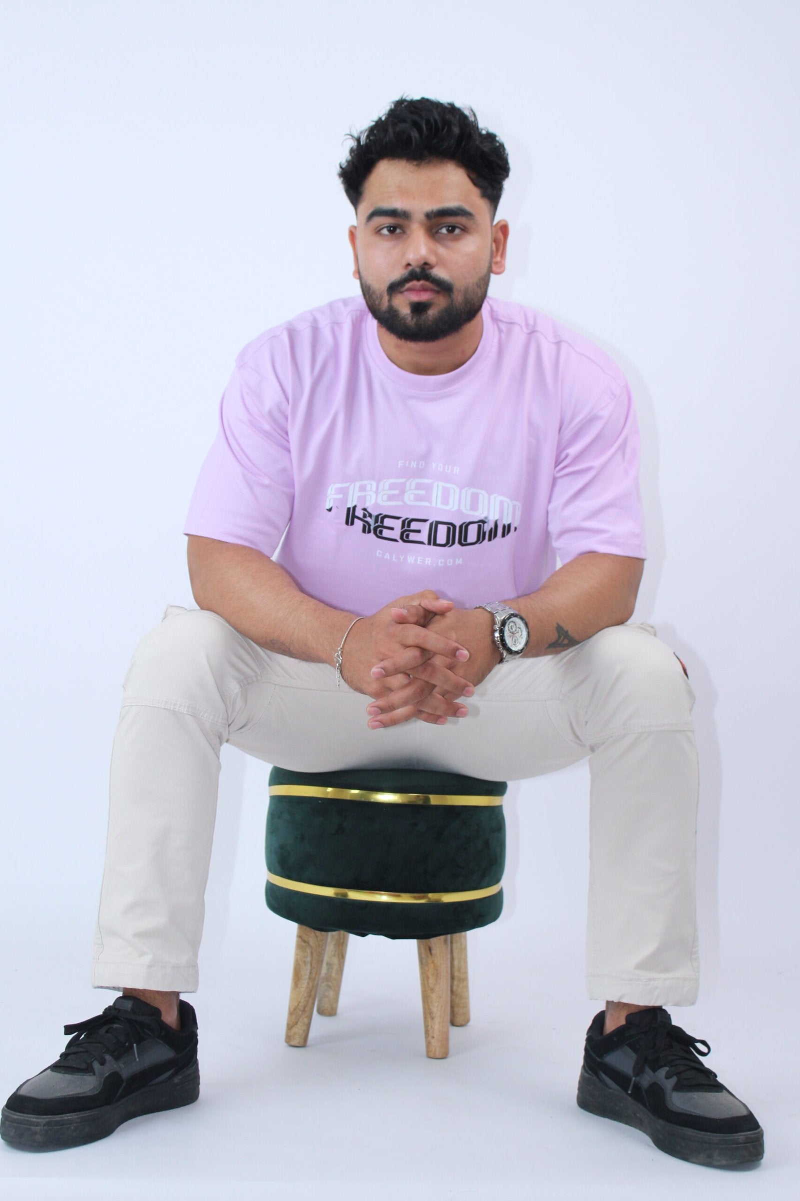 Printed Stretch Oversized Fit T-Shirt - Calywer