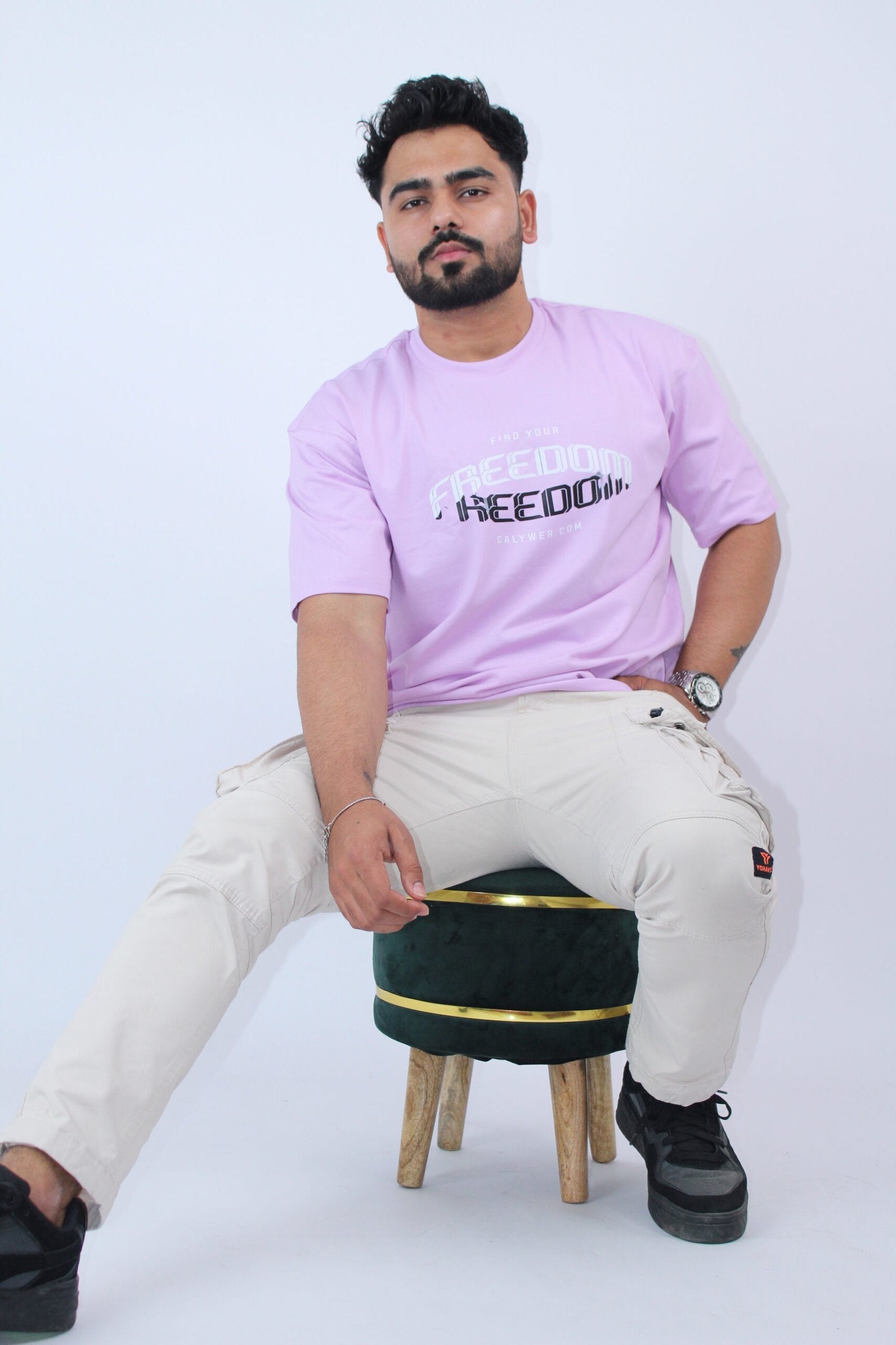 Printed Stretch Oversized Fit T-Shirt - Calywer