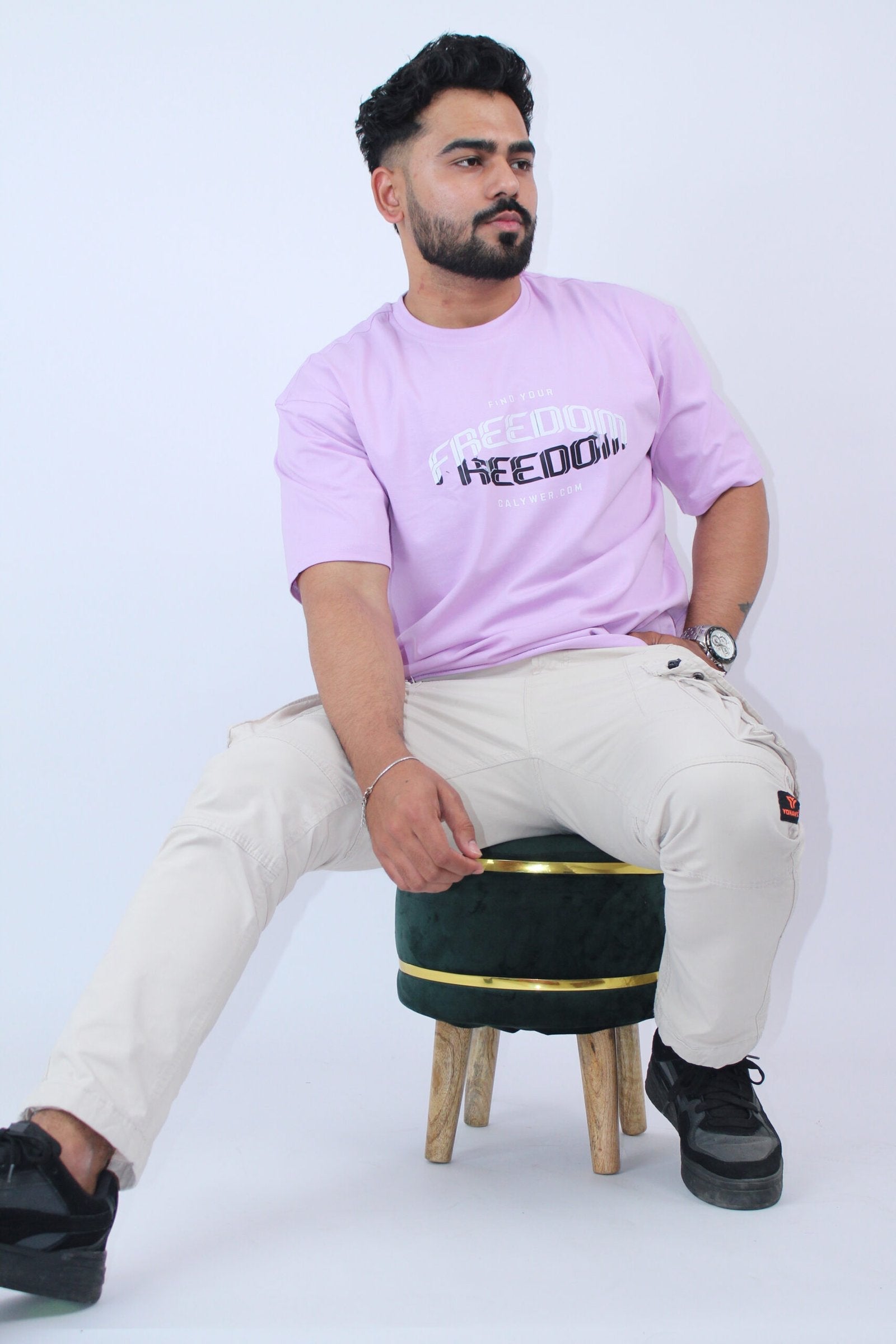 Printed Stretch Oversized Fit T-Shirt - Calywer