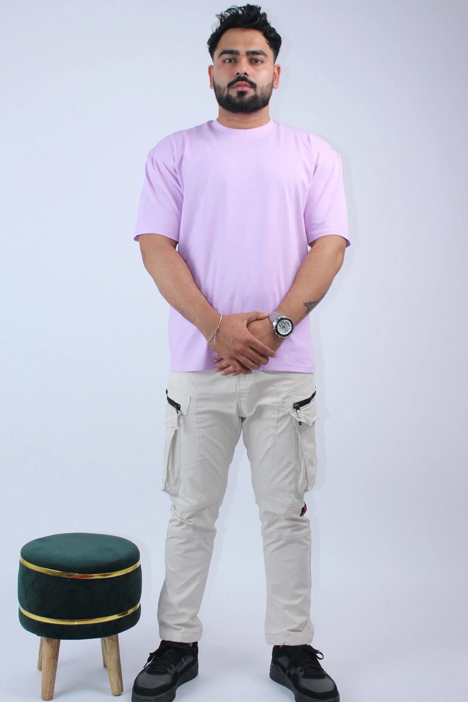 Printed Crew Neck 2-Way Oversized T-Shirt - Calywer