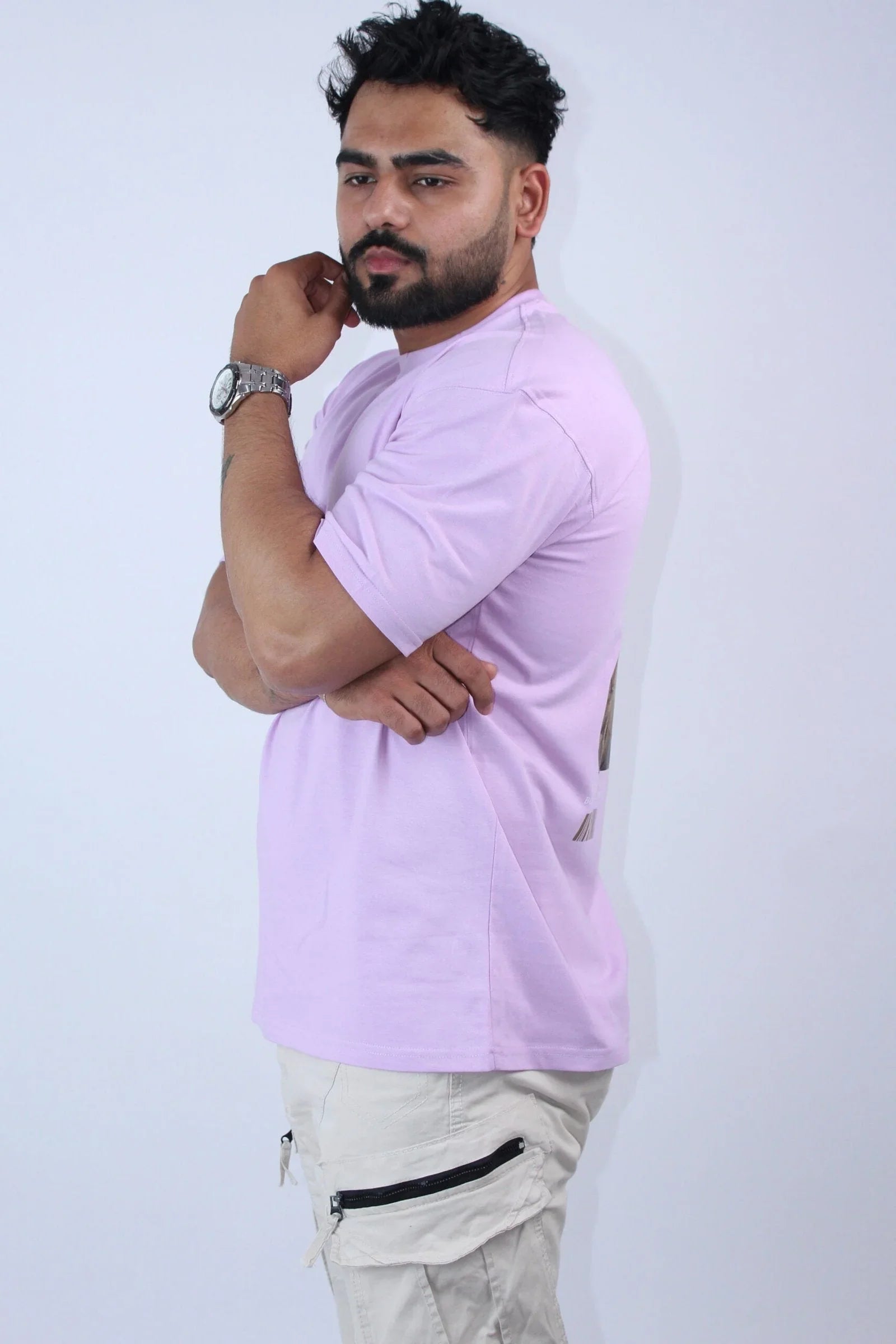 Printed Crew Neck 2-Way Oversized T-Shirt - Calywer