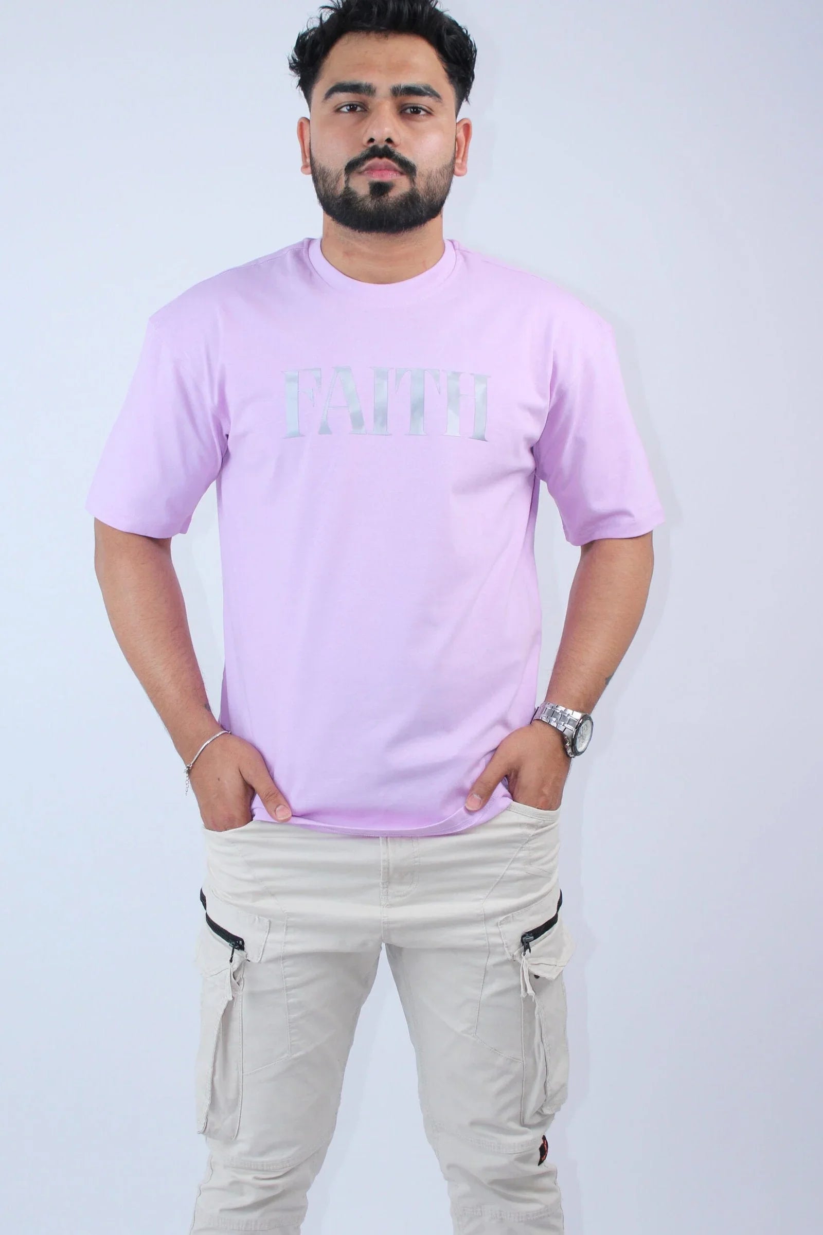Oversized Fit Lavender Stretch T-Shirt - Calywer