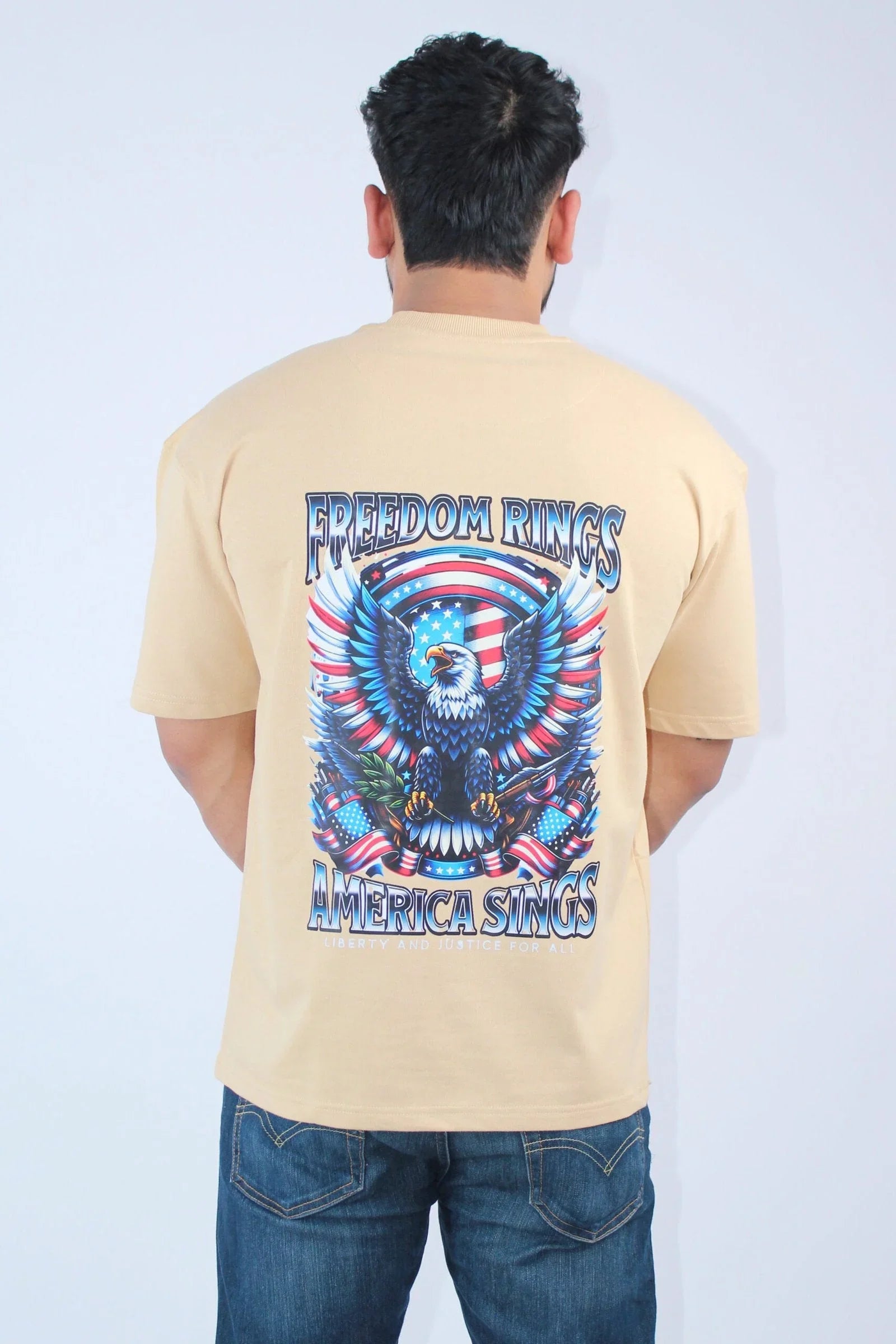 Printed Beige Oversized 2-Way T-Shirt - Calywer