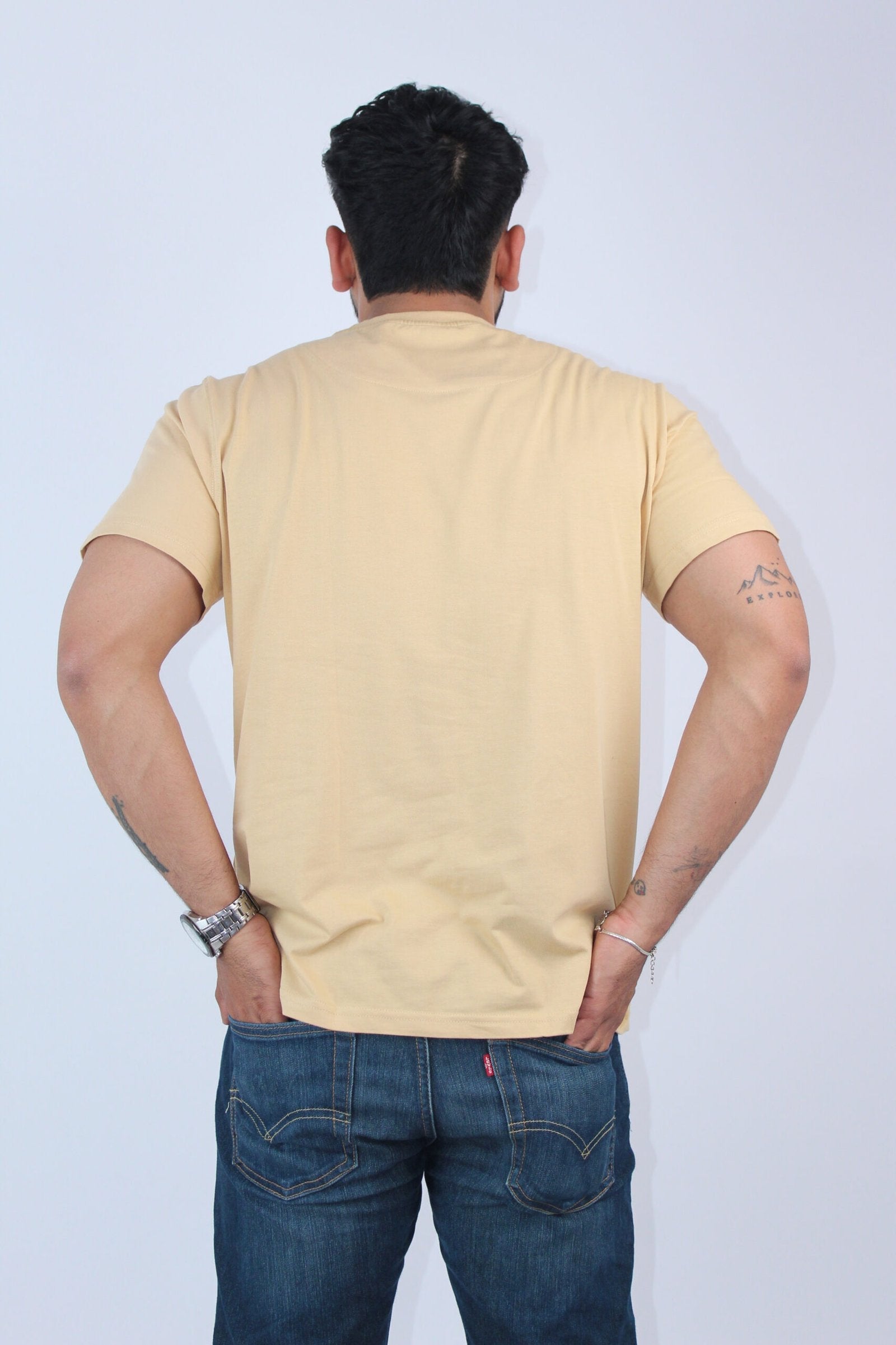 Slim Fit Stretch Beige T-Shirt - Calywer