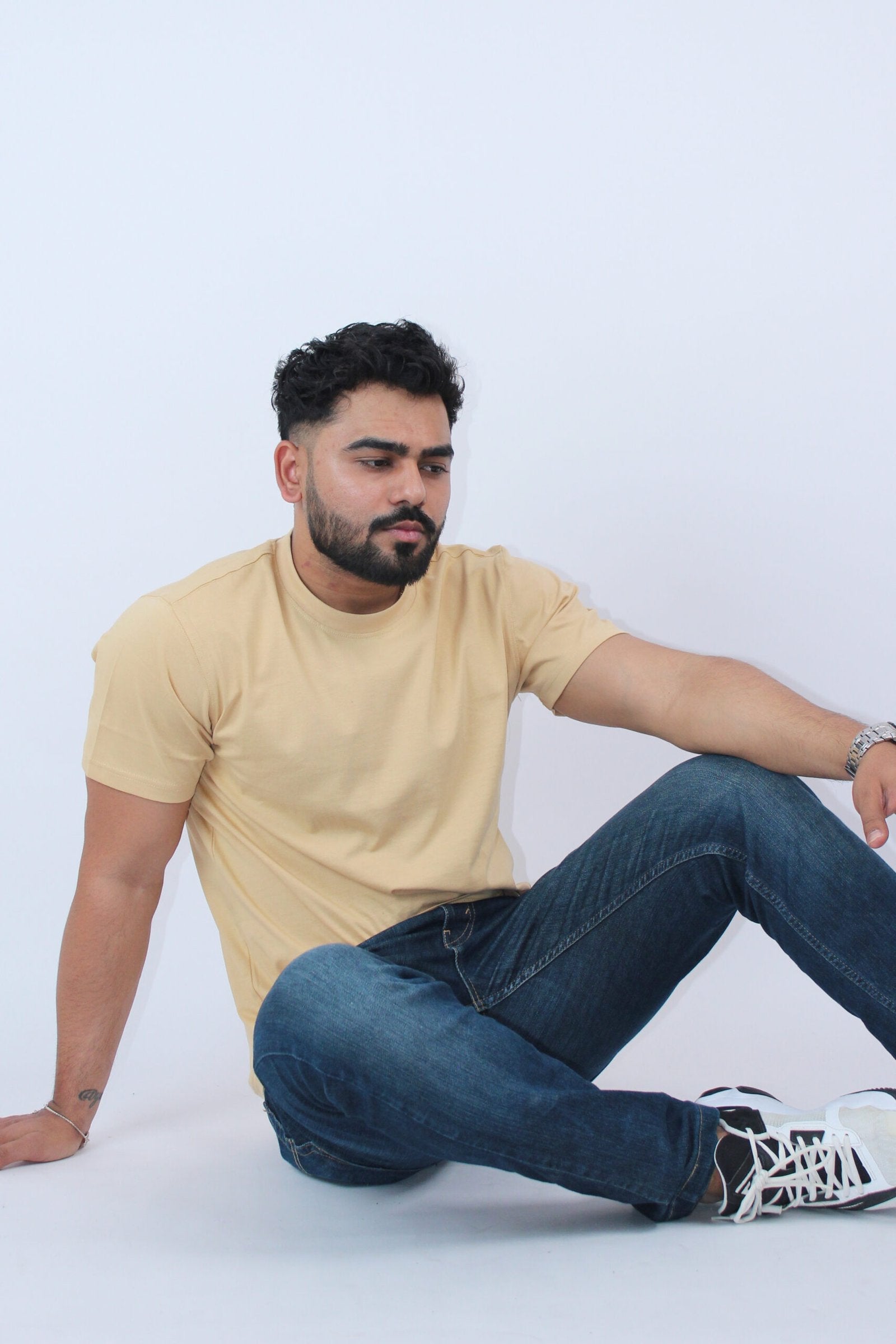 Slim Fit Stretch Beige T-Shirt - Calywer