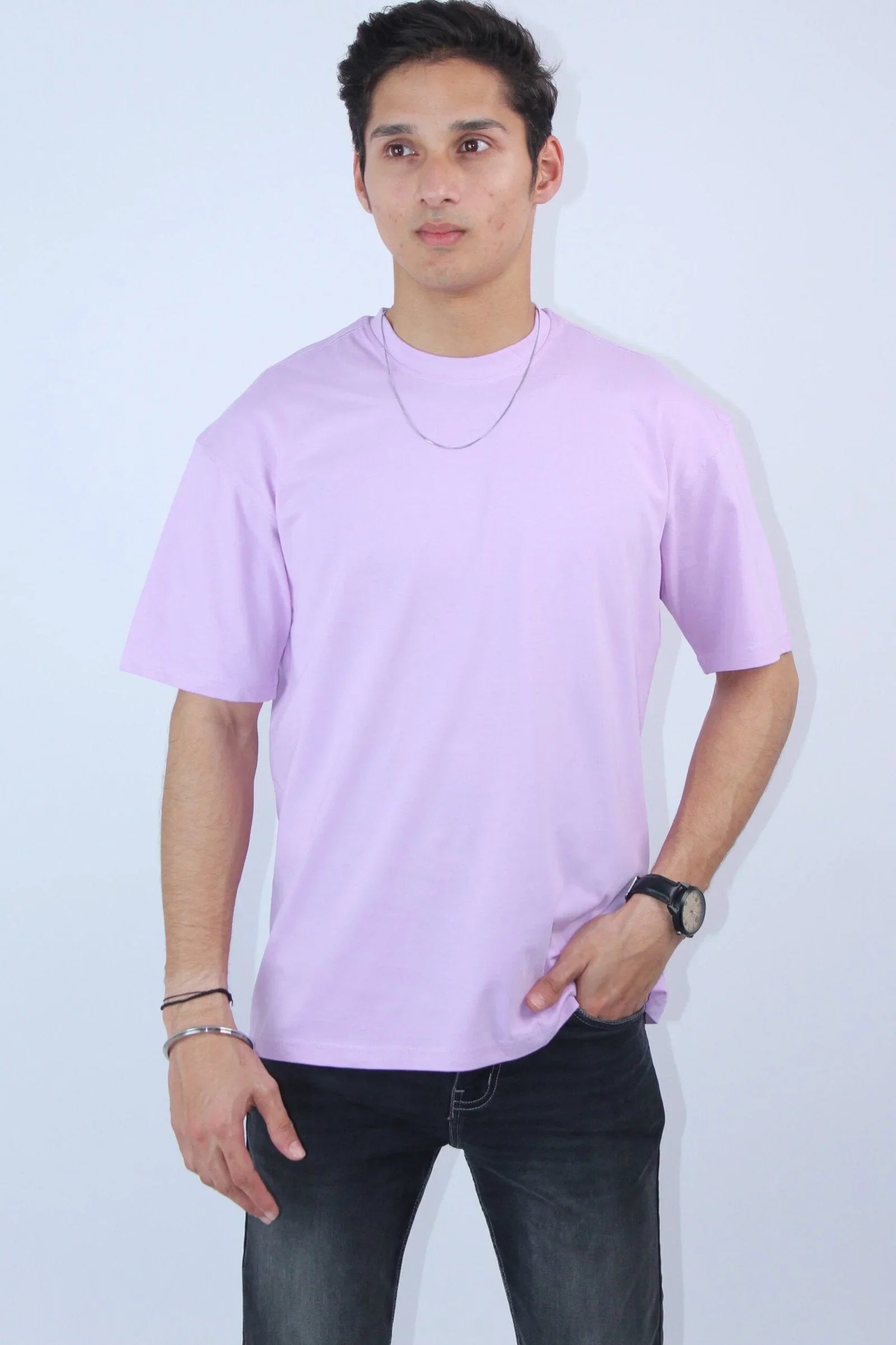 Oversized Lavender 2-Way Stretch T-Shirt - Calywer