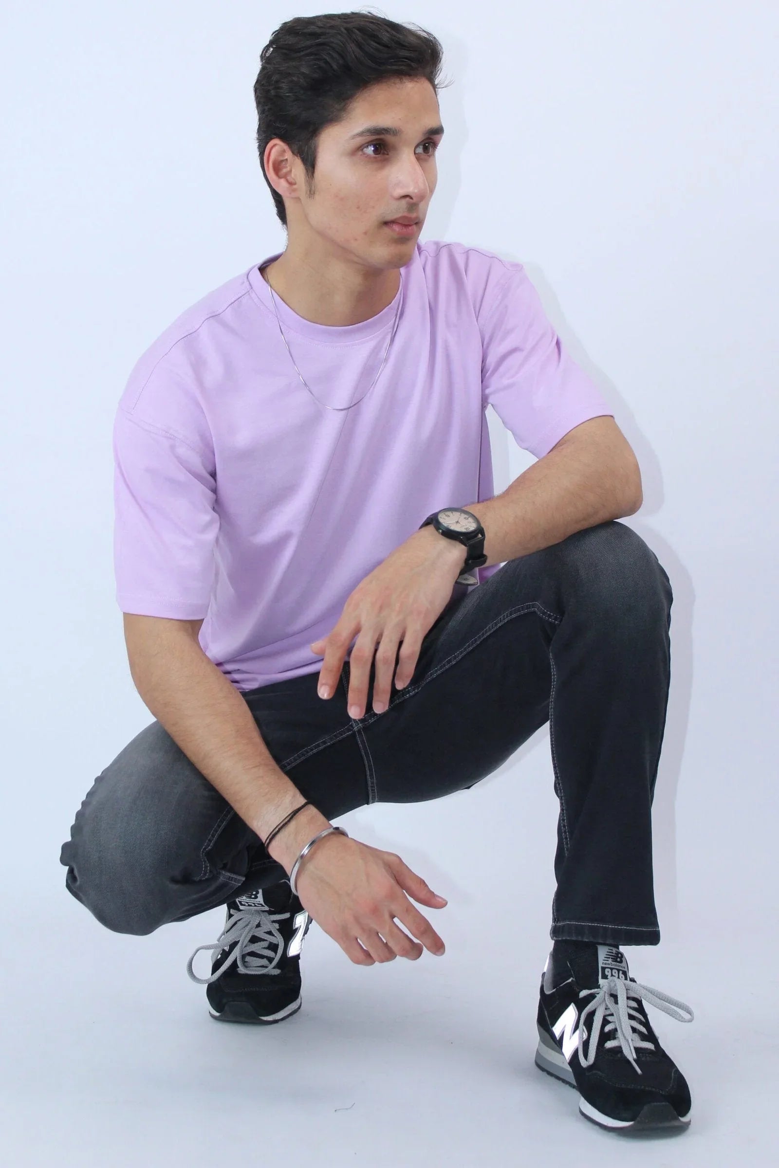 Oversized Lavender 2-Way Stretch T-Shirt - Calywer