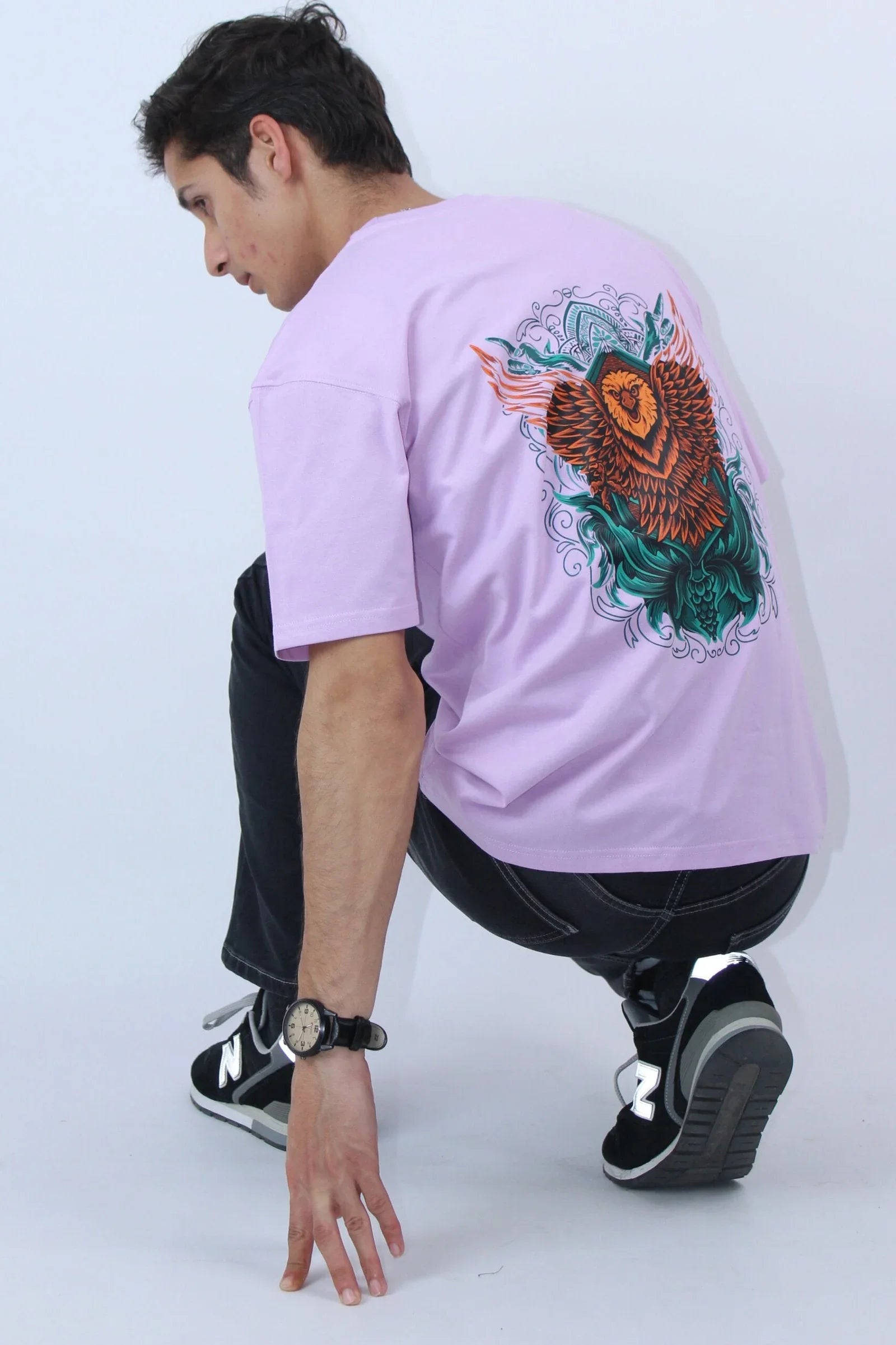 Oversized Lavender 2-Way Stretch T-Shirt - Calywer