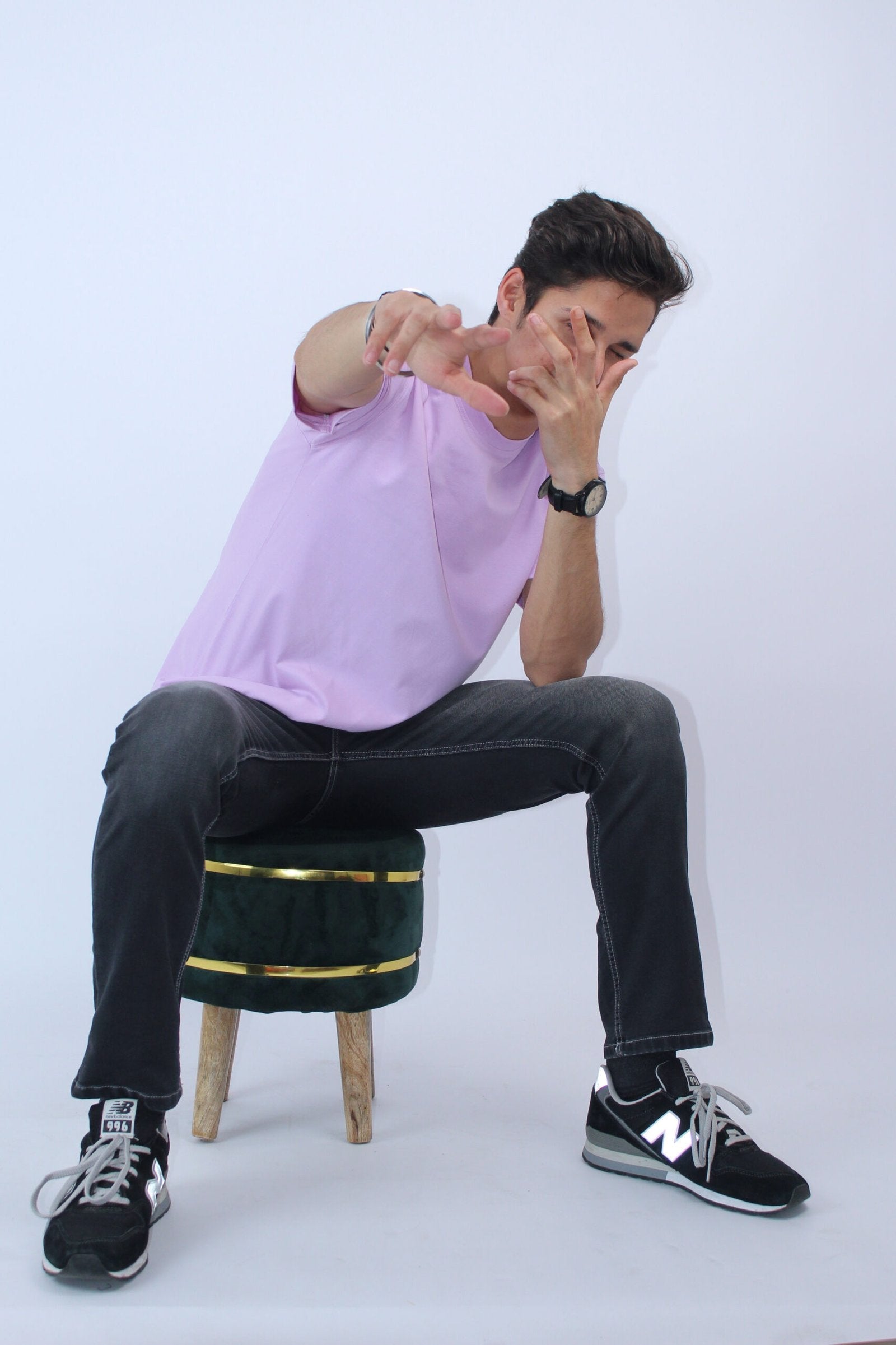 Oversized 2-Way Strech Lavender Printed T-Shirt - Calywer