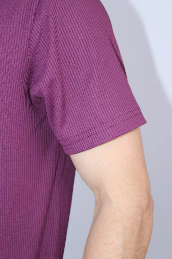 Men's Textured Ribbed Crew Neck T-Shirt My Store