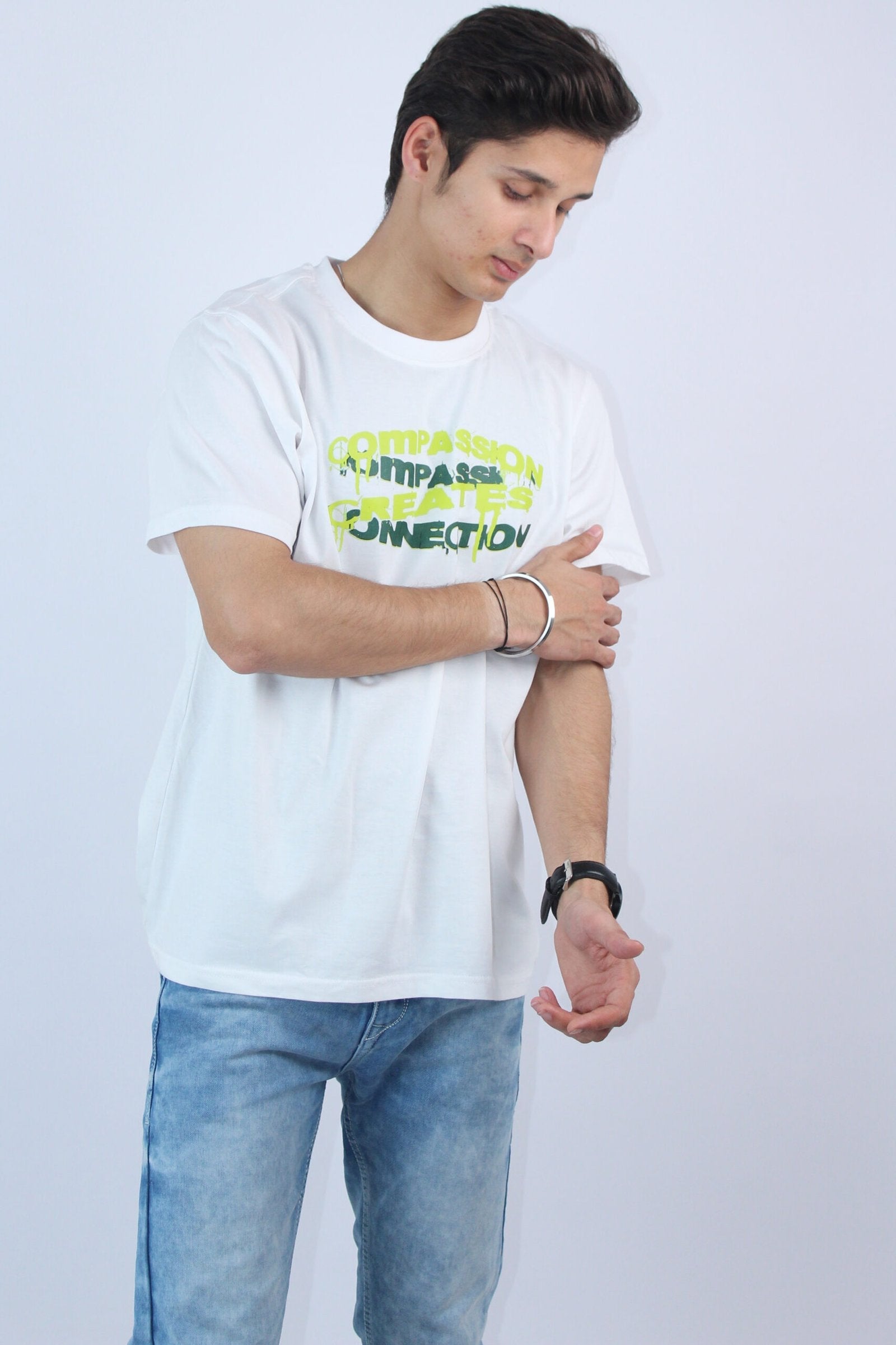 Slim Fit 2-Way Stretch White T-Shirt - Calywer