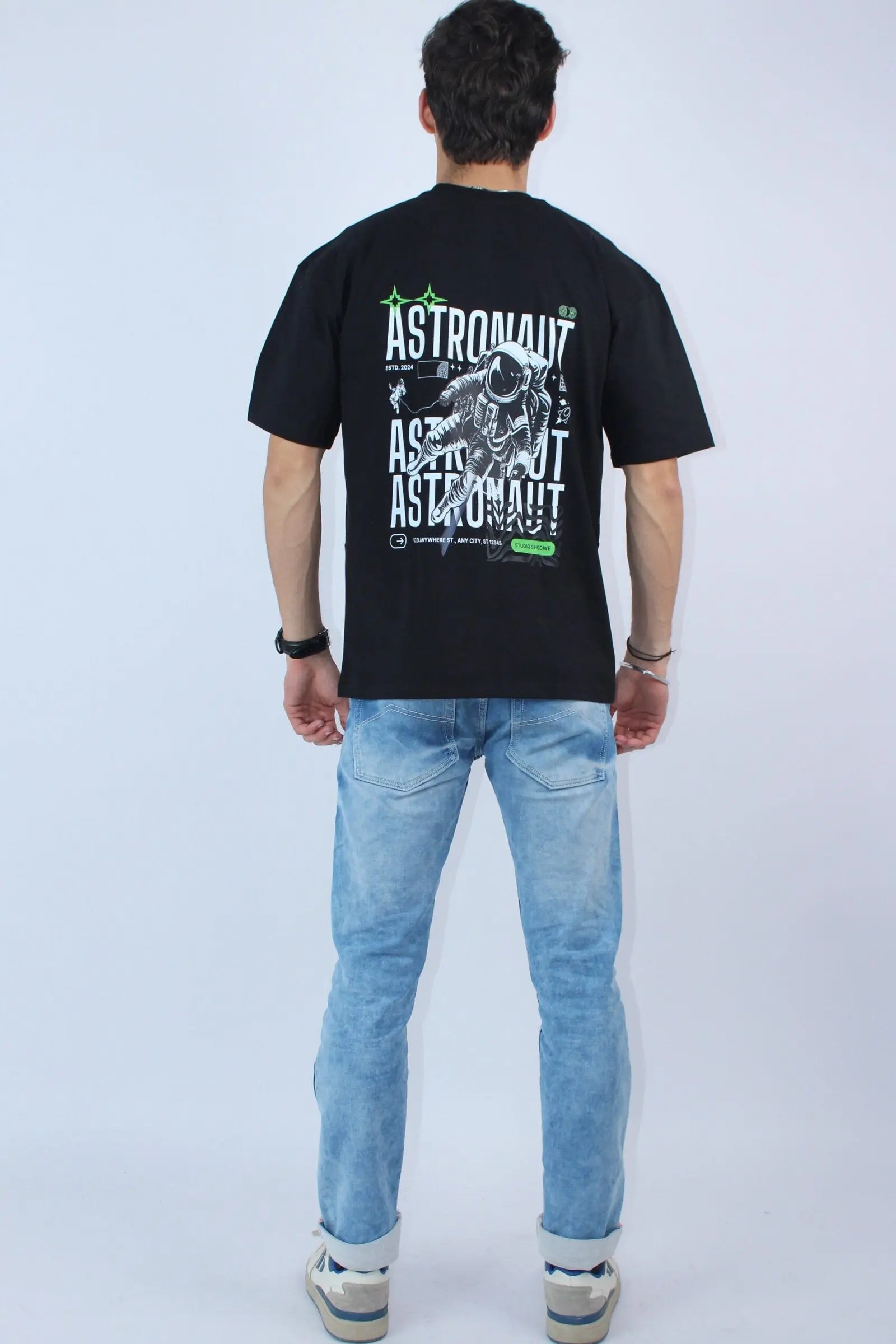 Men's Oversized Solid Black T-Shirt - Calywer