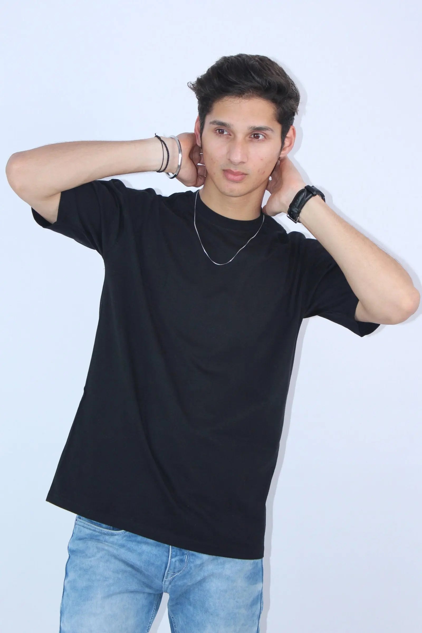 Men's Oversized Solid Black T-Shirt - Calywer