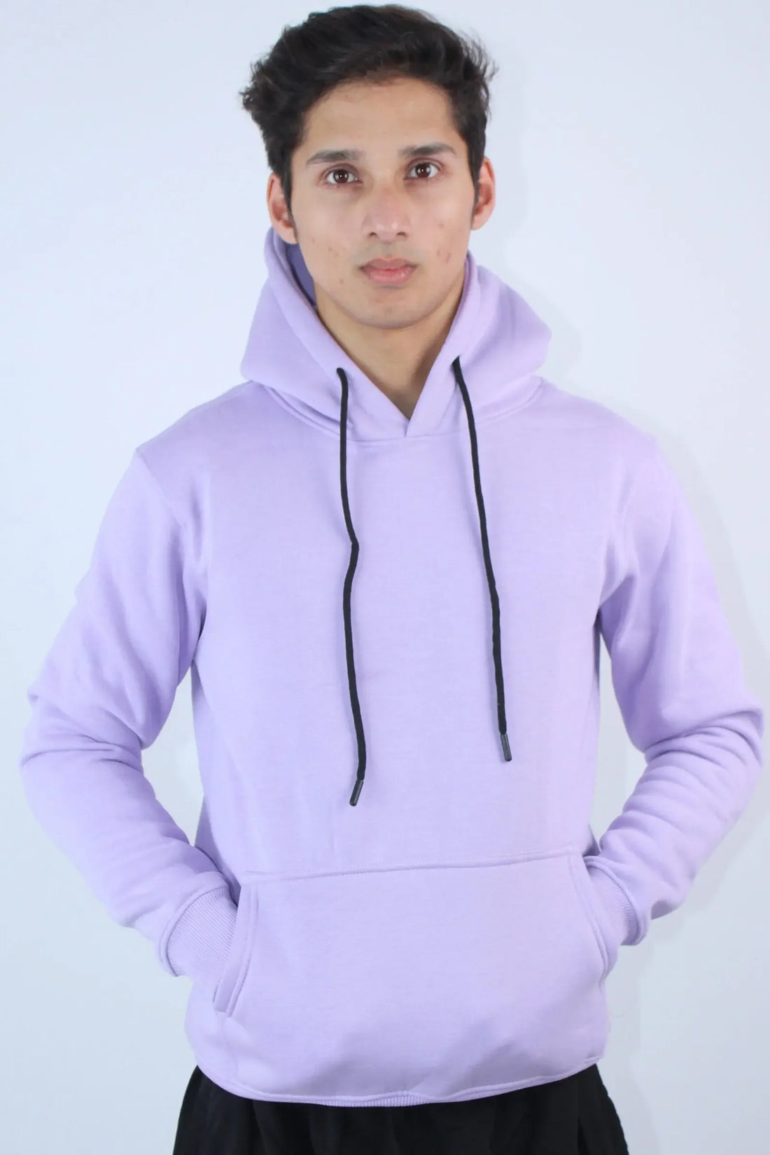 Men's Lavender Solid Relaxed Fit Hoodies - My Store