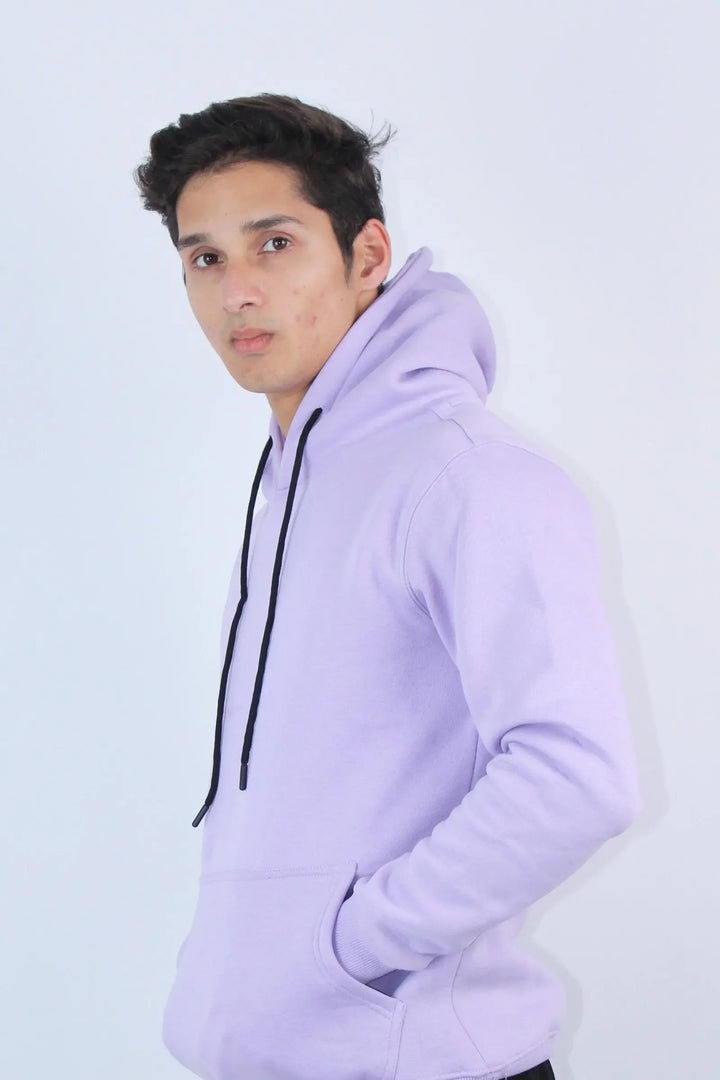 Men's Lavender Solid Relaxed Fit Hoodies - My Store