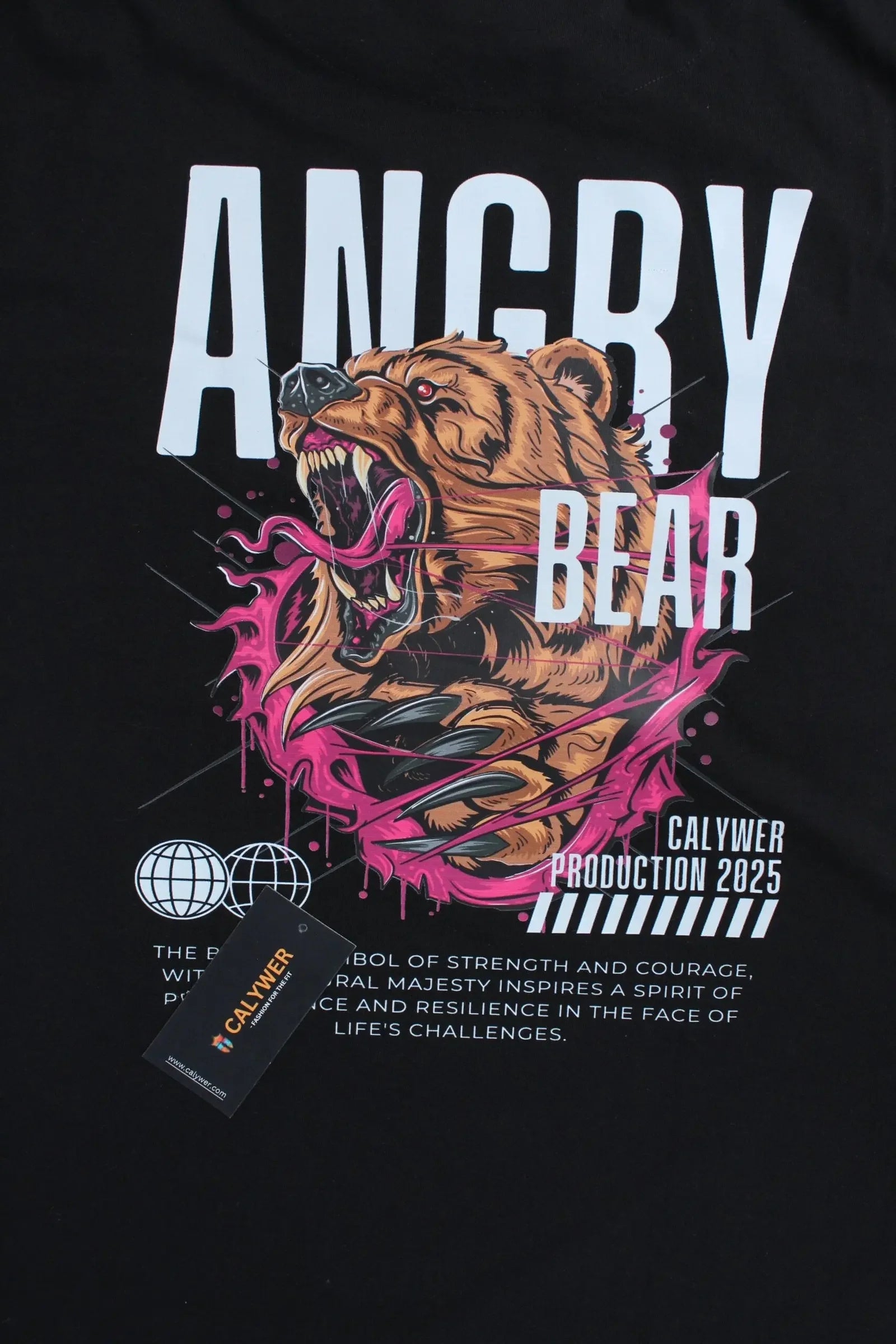 Men's Black Oversized Printed T-Shirt - Calywer