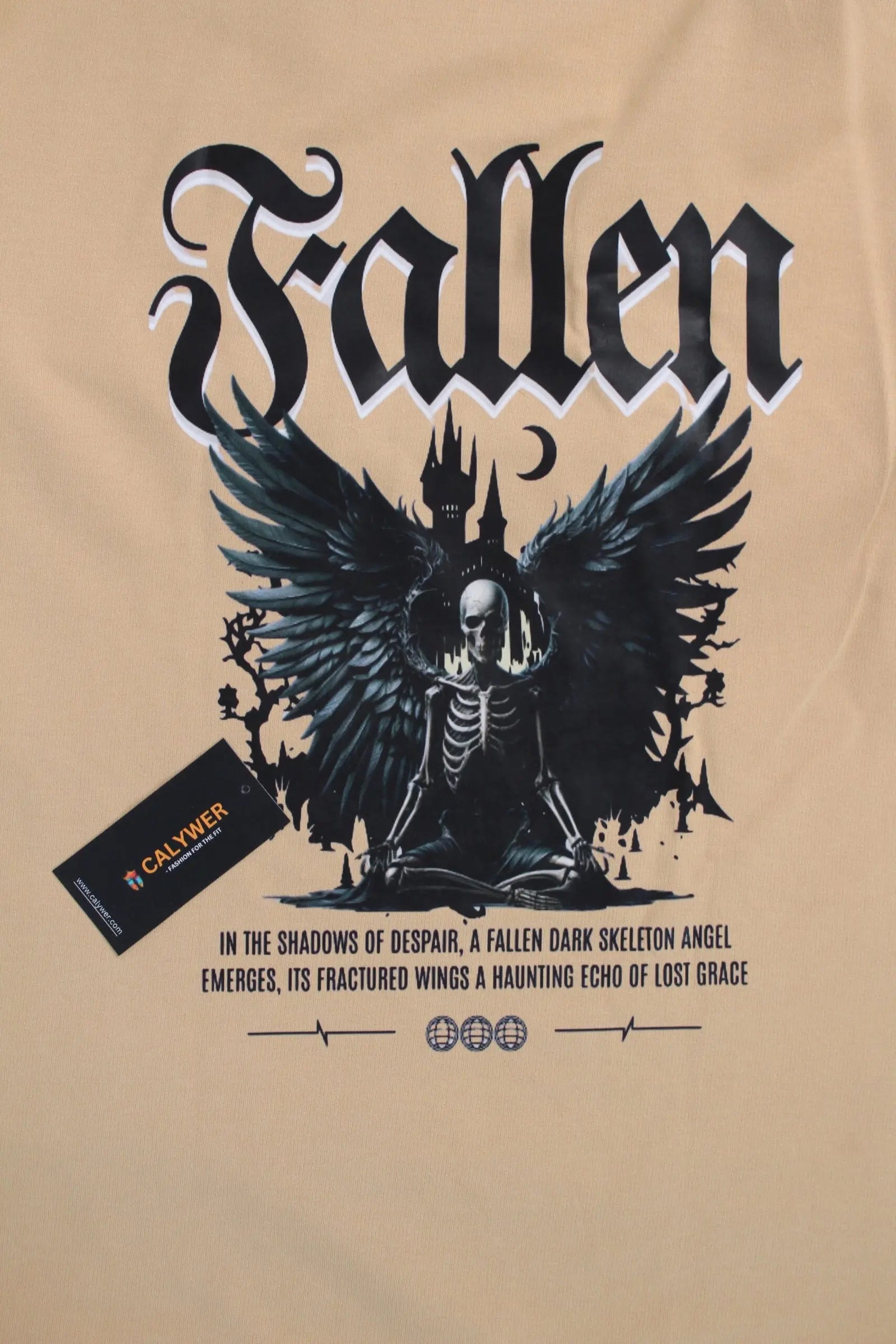 Men's Oversized Printed Beige T-shirt - Calywer