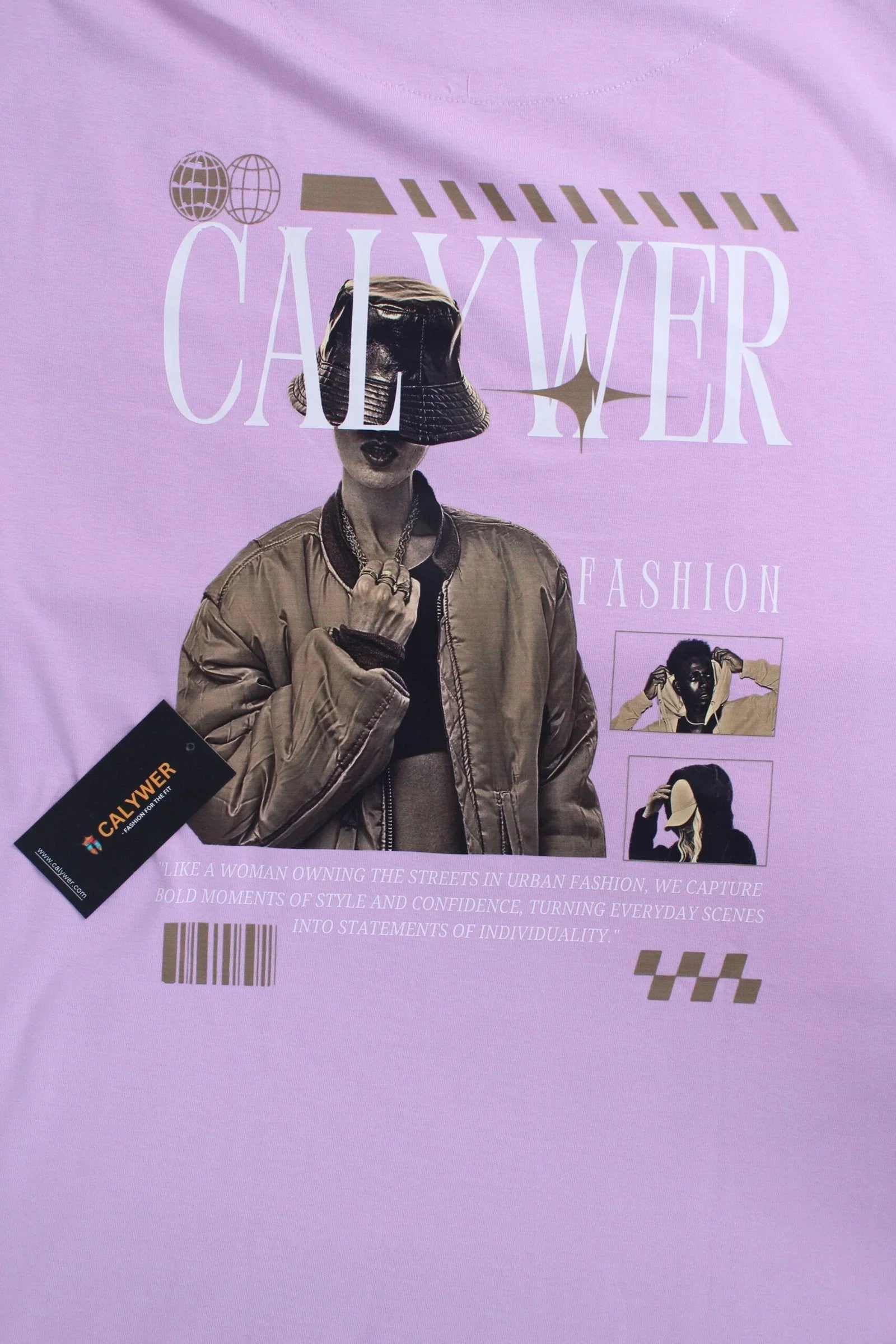 Printed Crew Neck 2-Way Oversized T-Shirt - Calywer