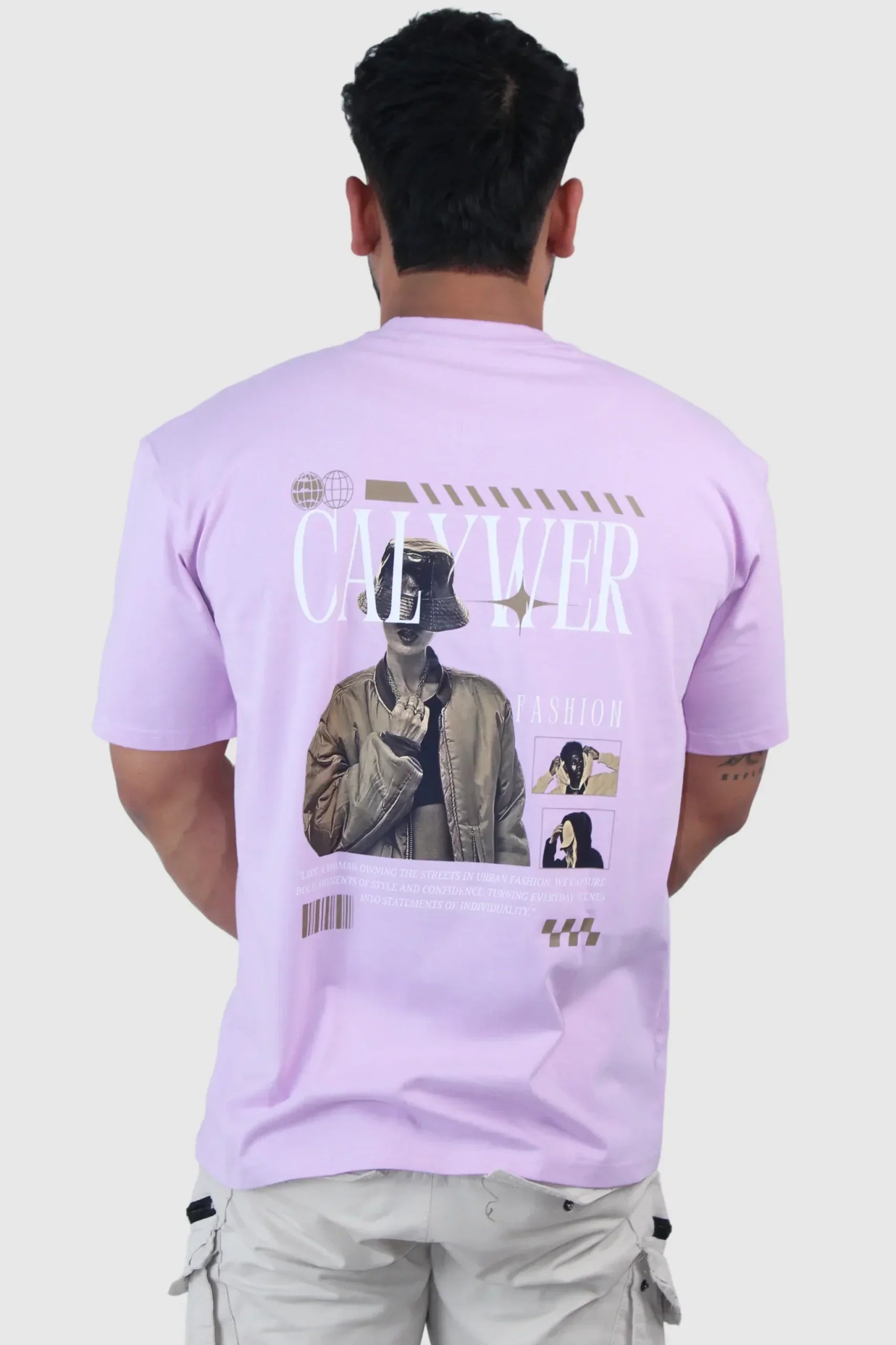 Printed Crew Neck 2-Way Oversized T-Shirt - Calywer