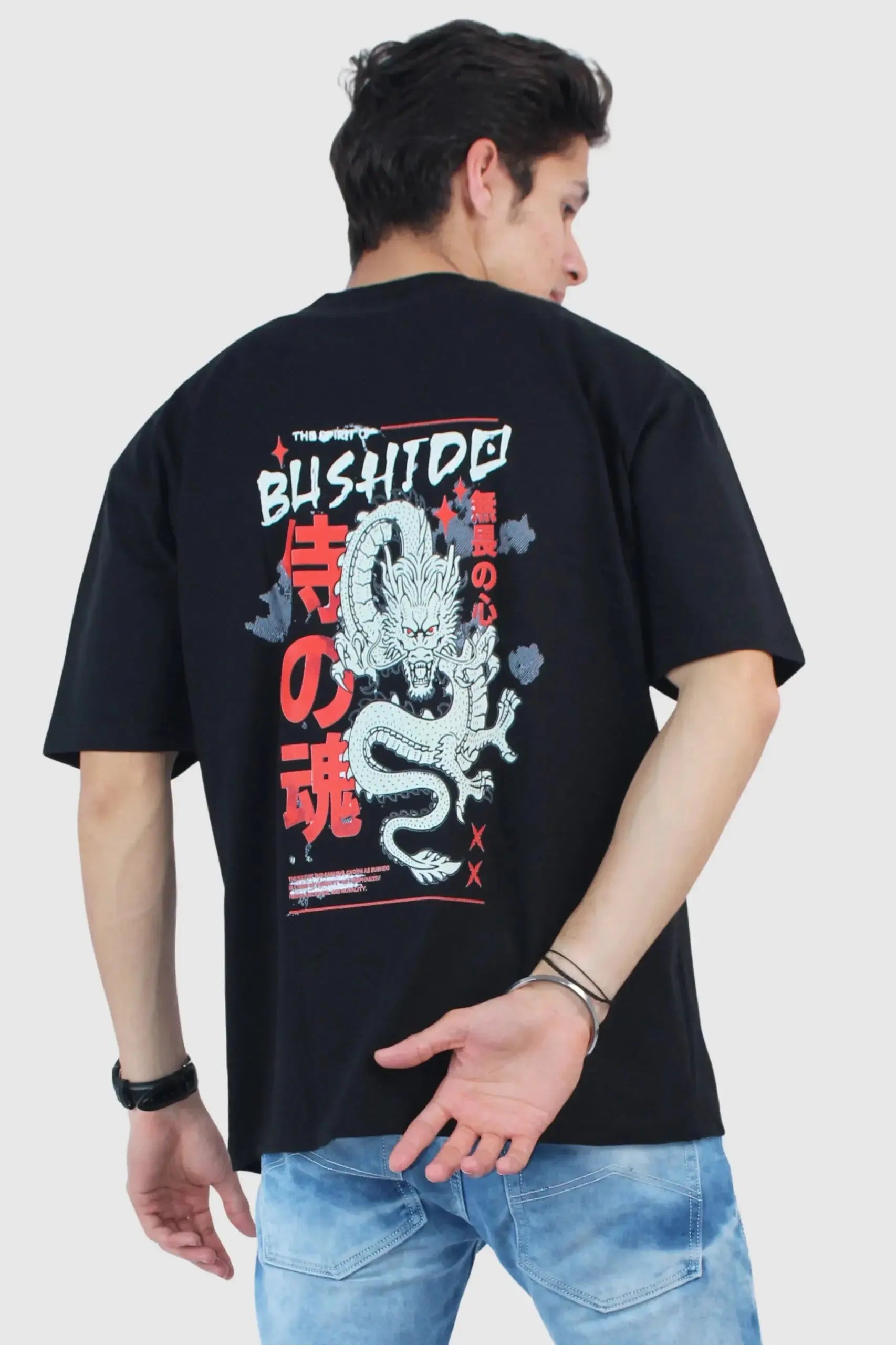 Men's Printed Oversized Solid Black T-shirt - Calywer