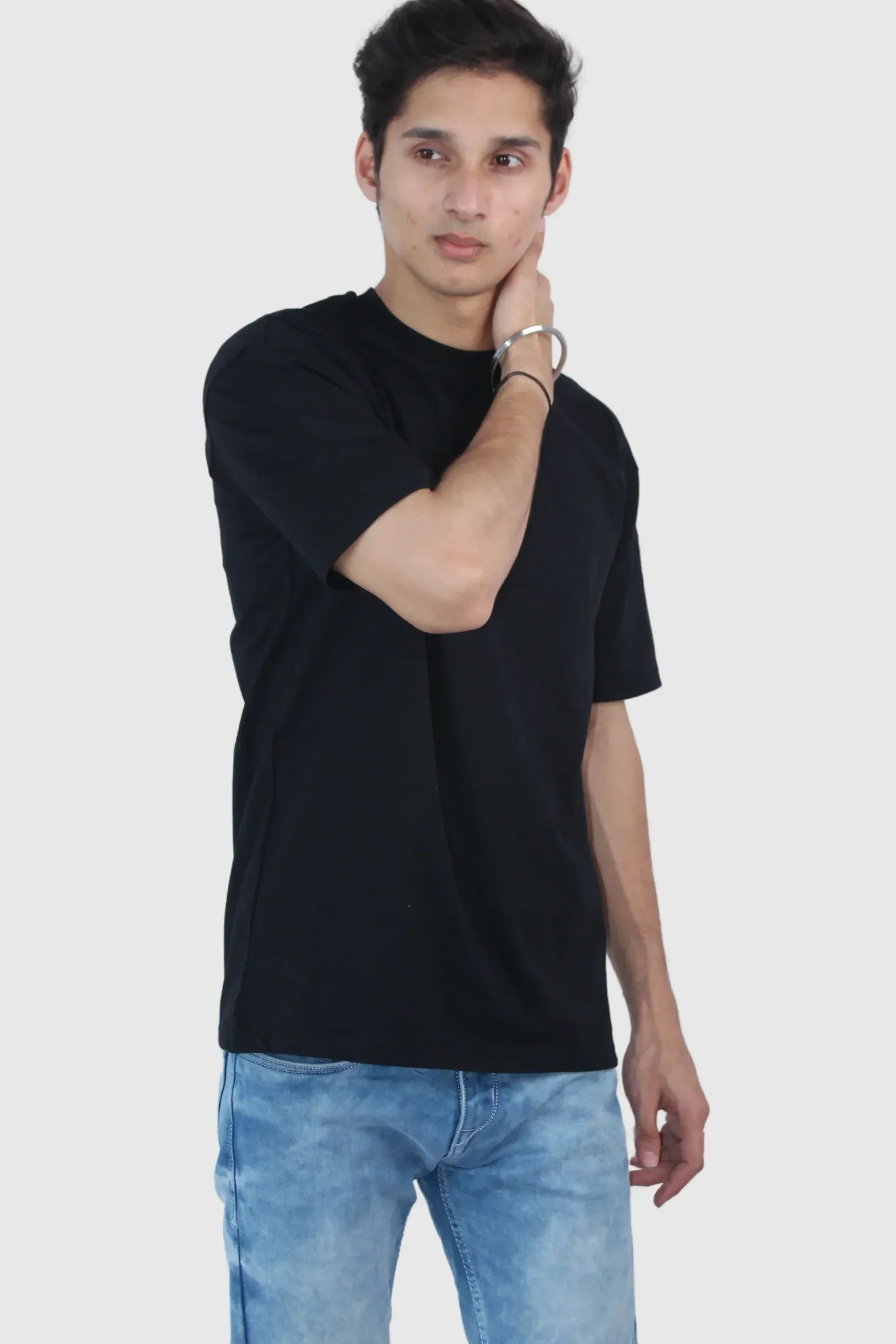 Oversized Fit 2-Way Stretch Lavender T-shirt - Calywer