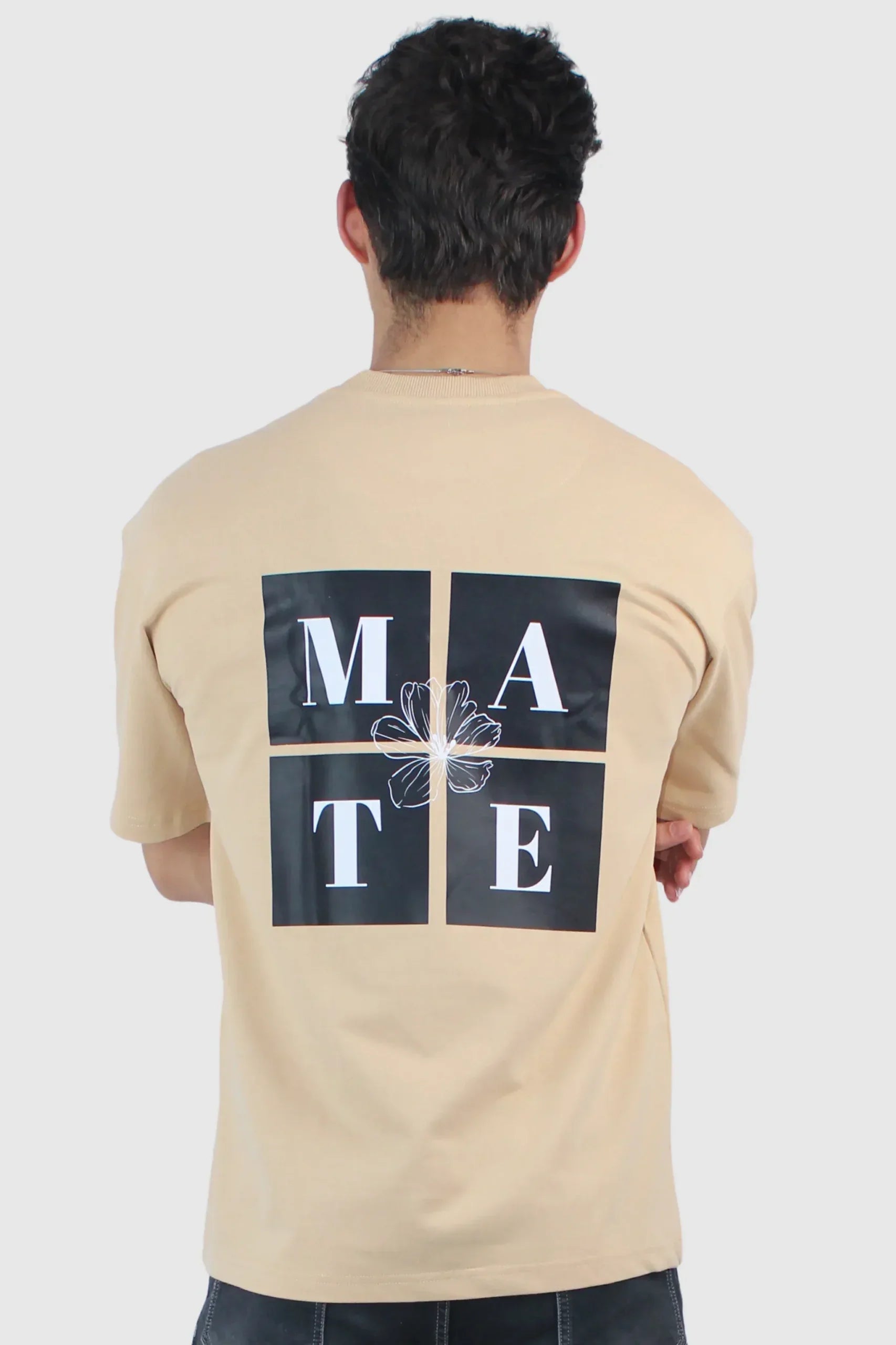 Printed Oversized Fit Beige T-shirt - Calywer