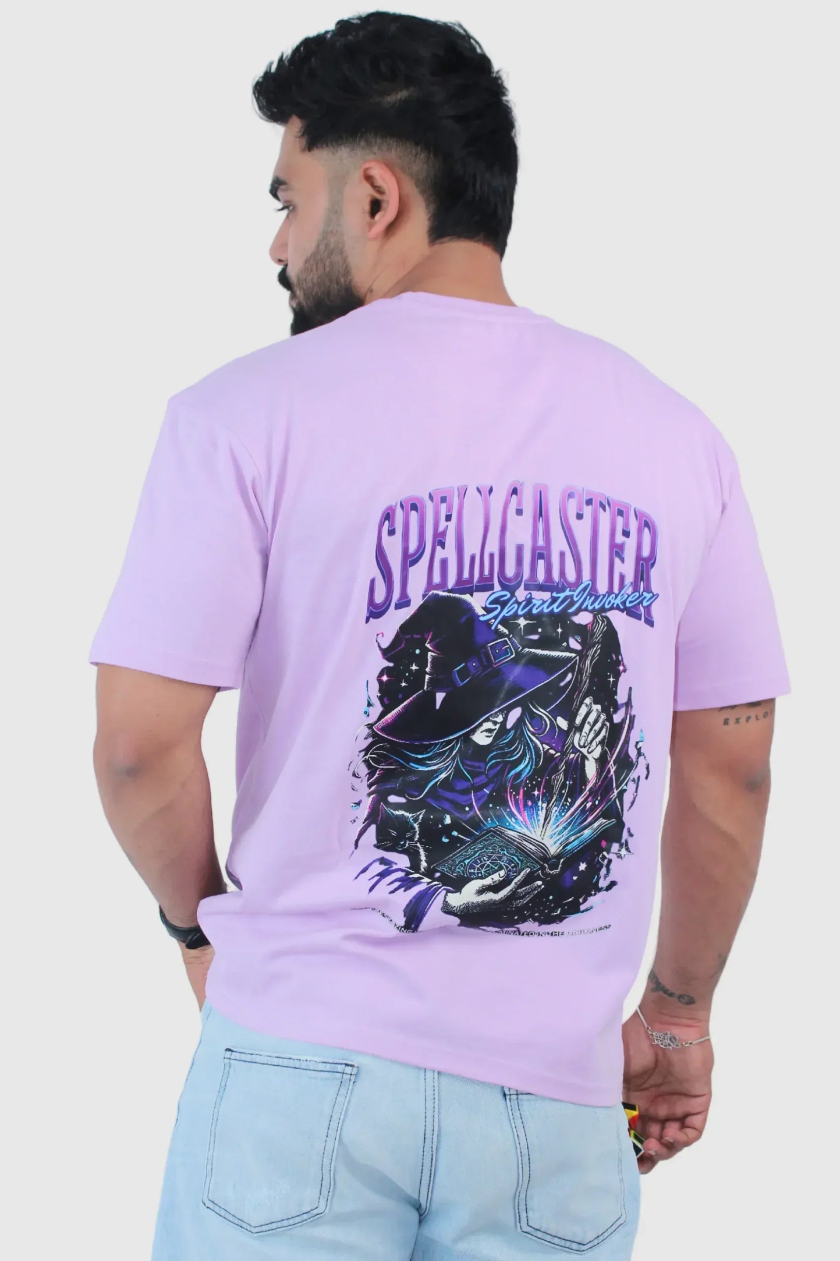 Printed Oversized Fit Lavender T-Shirt - Calywer
