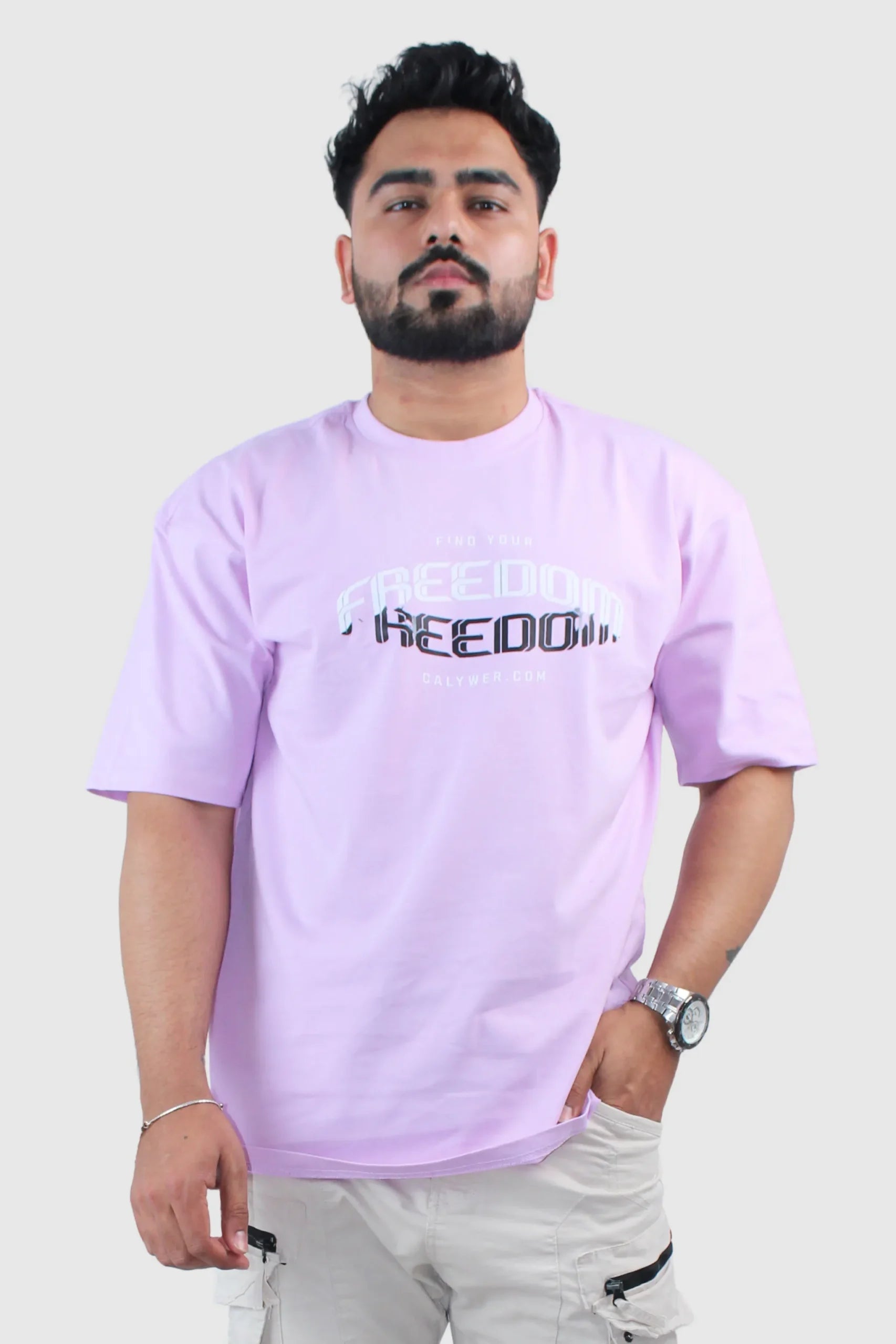 Printed Stretch Oversized Fit T-Shirt - Calywer