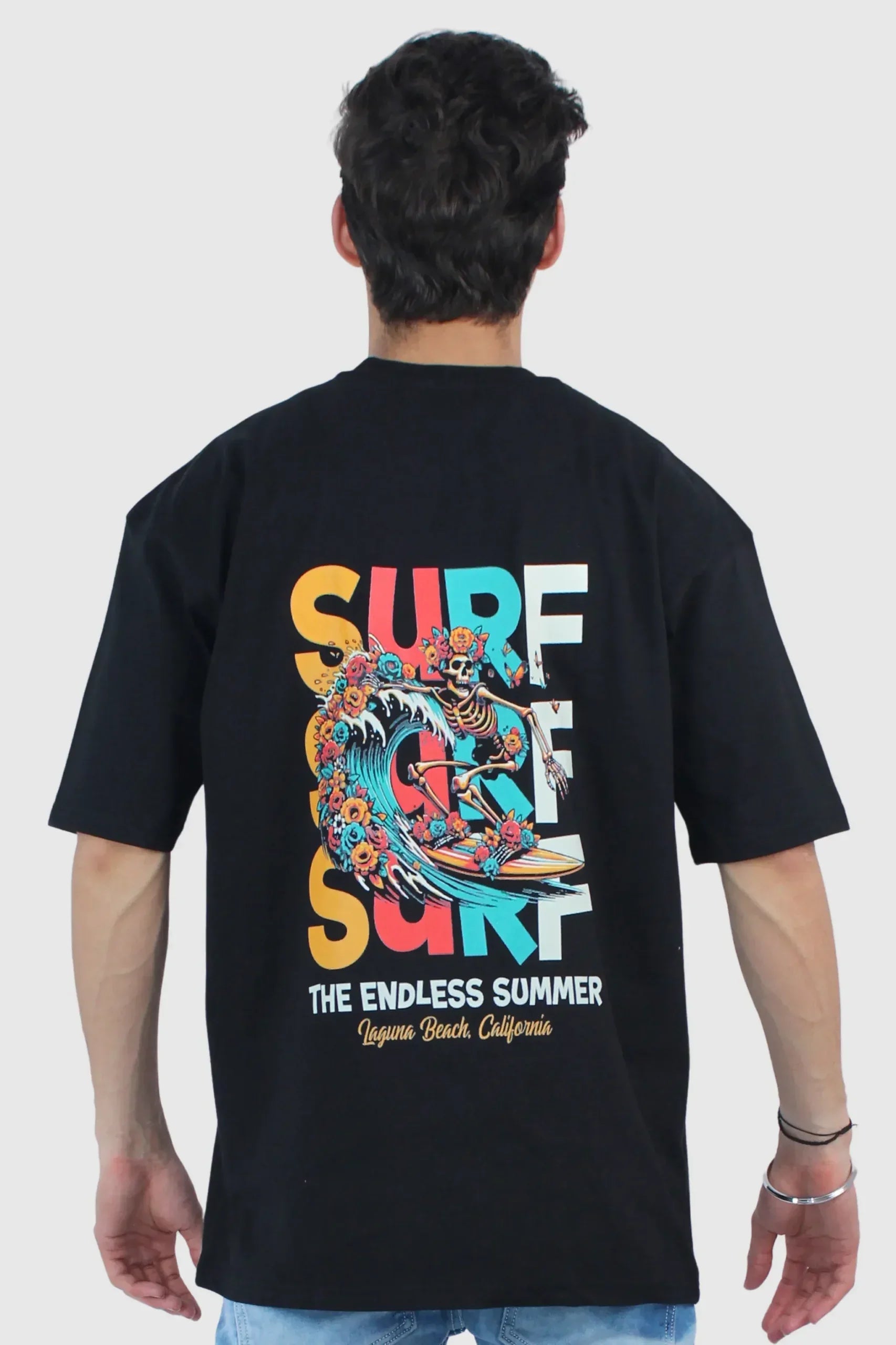 Oversized Solid Black Stretch T-Shirt - Calywer