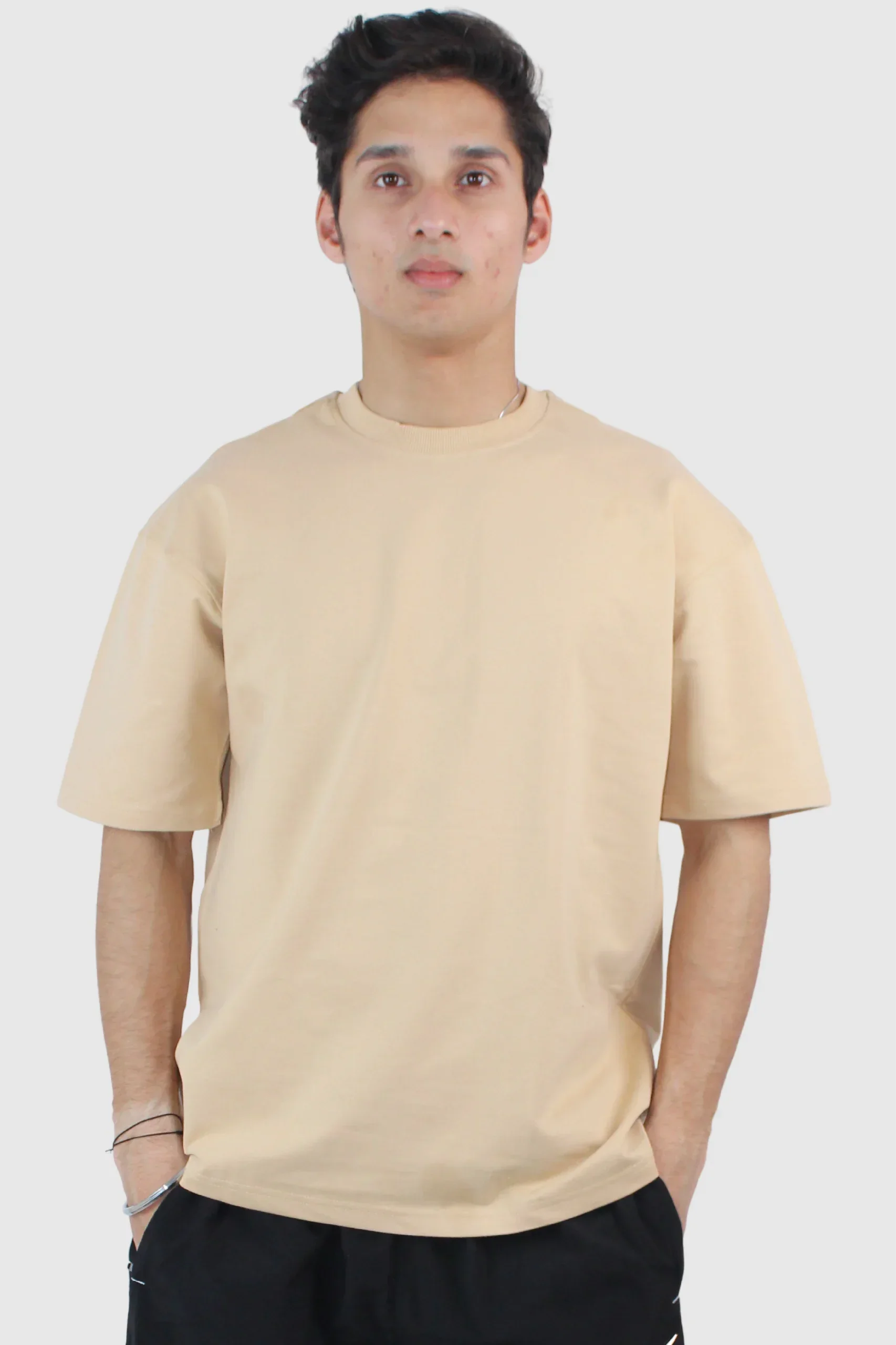 Oversized Fit 2-Way Stretch Lavender T-shirt - Calywer
