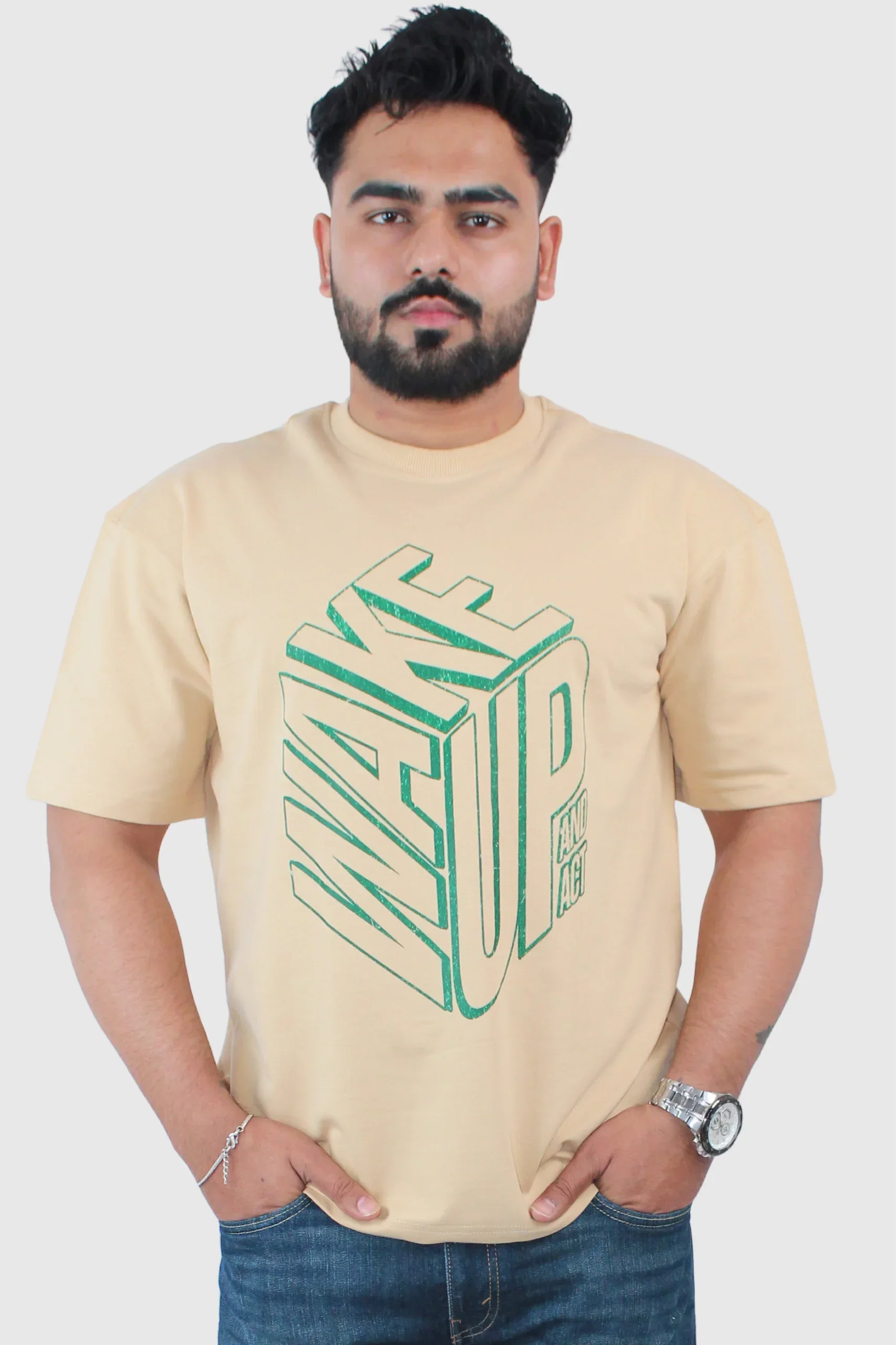 Printed Oversized Crew Neck T-Shirt - Calywer