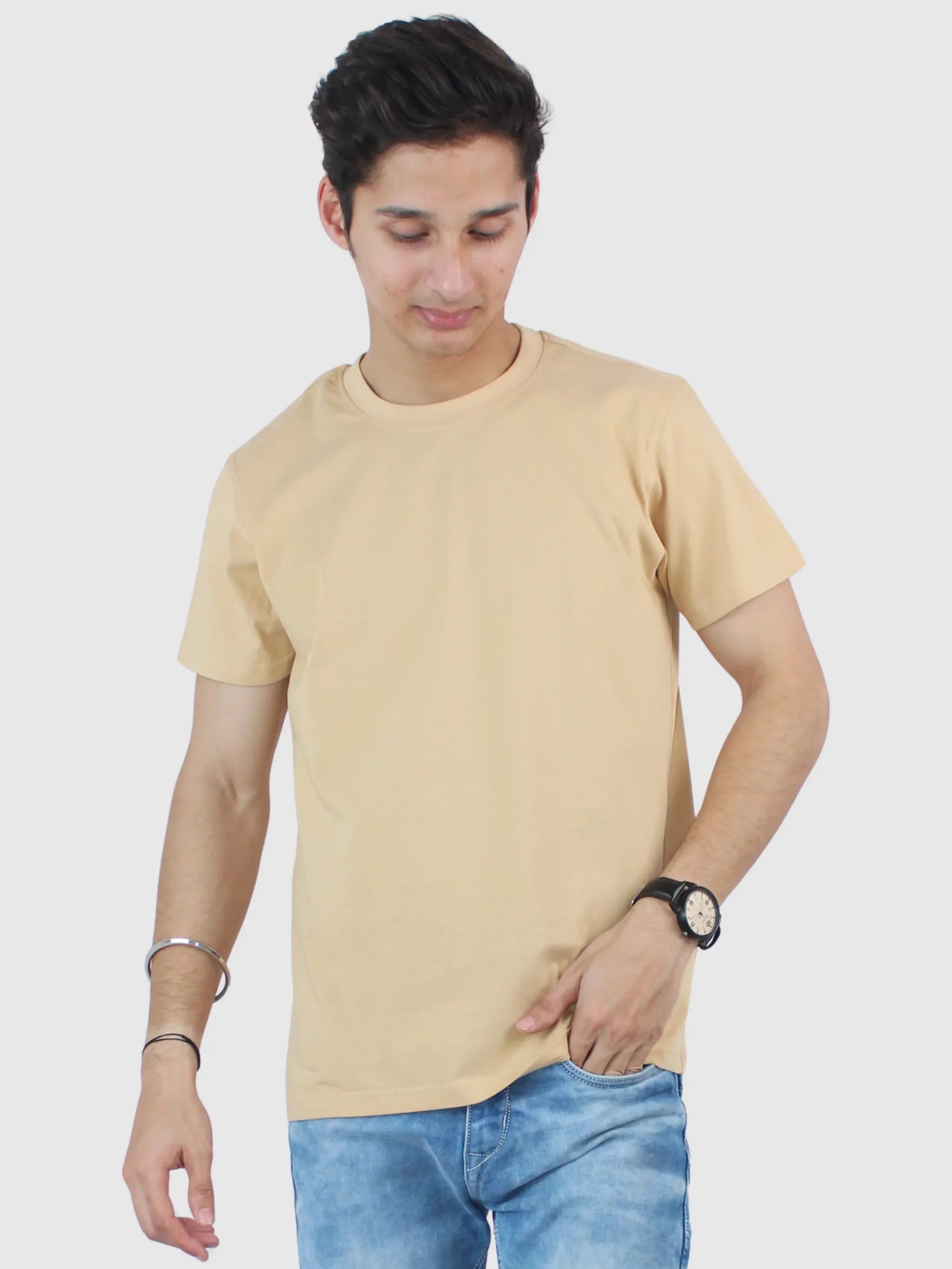 Slim Fit Stretch Black T Shirt For Men - Calywer