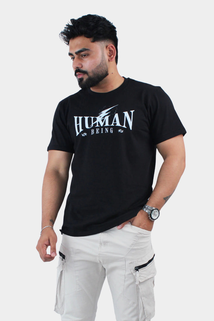 cotton black regular fit t shirt