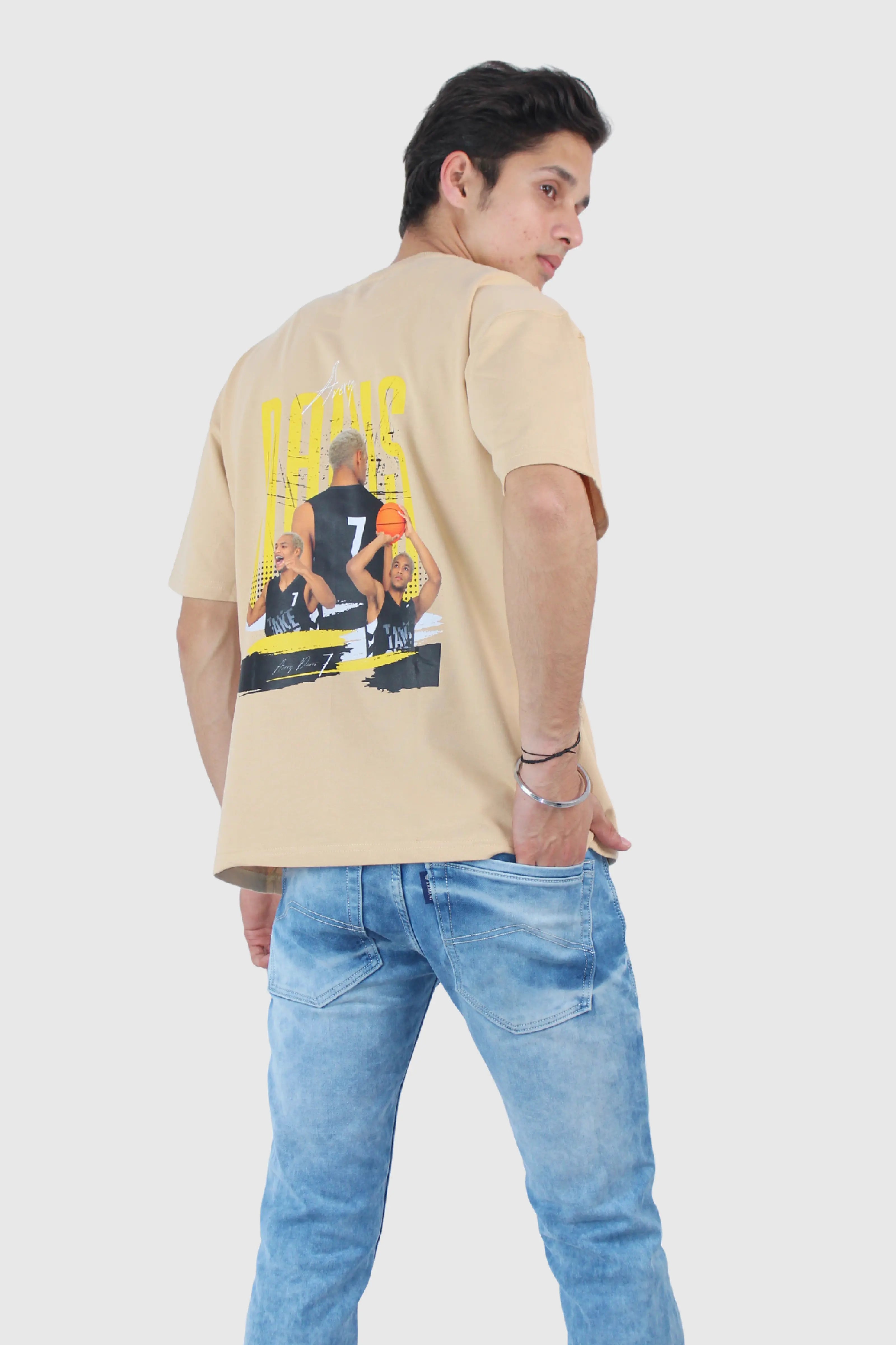 beige printed oversized t shirt