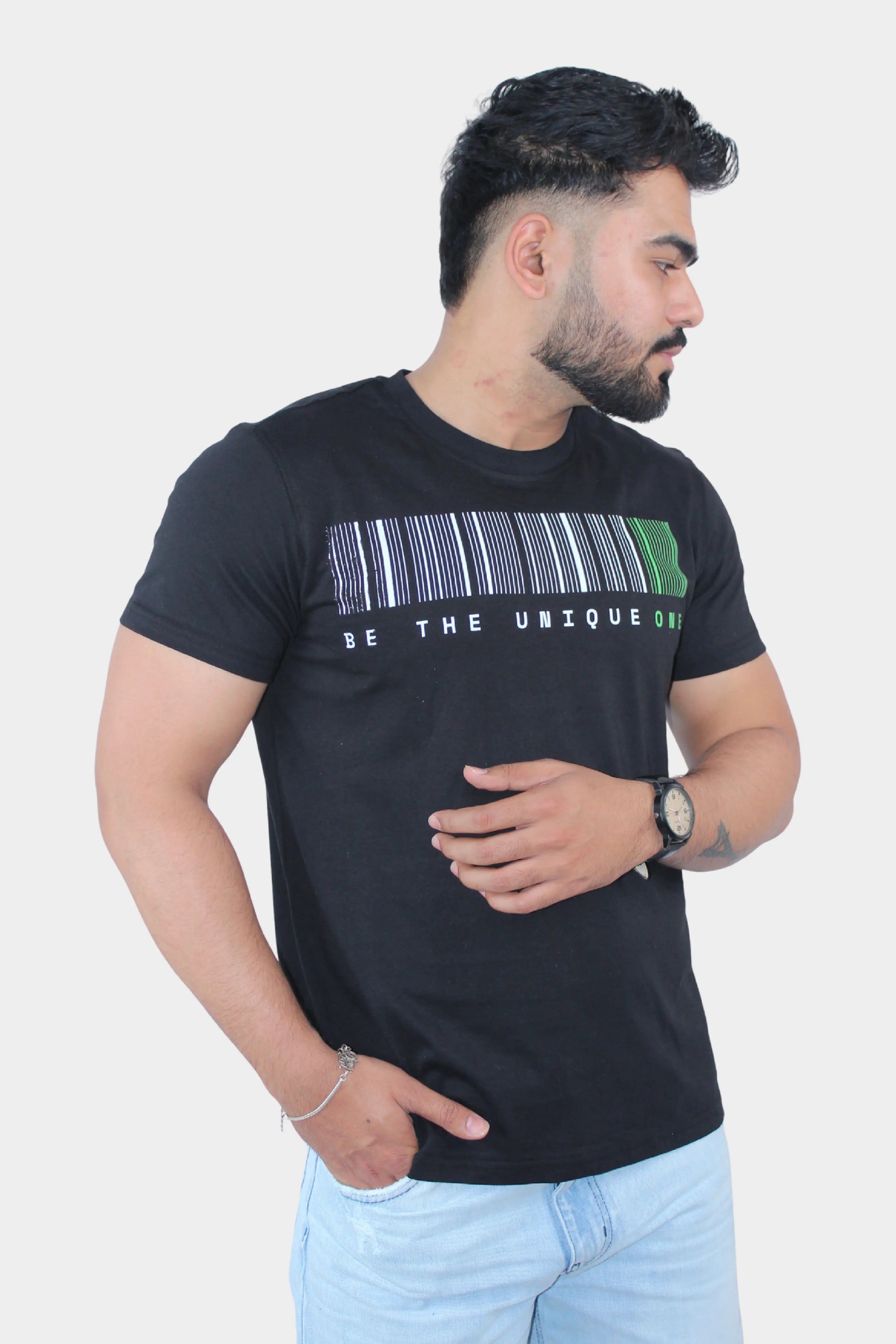 printed balck t shirt for men