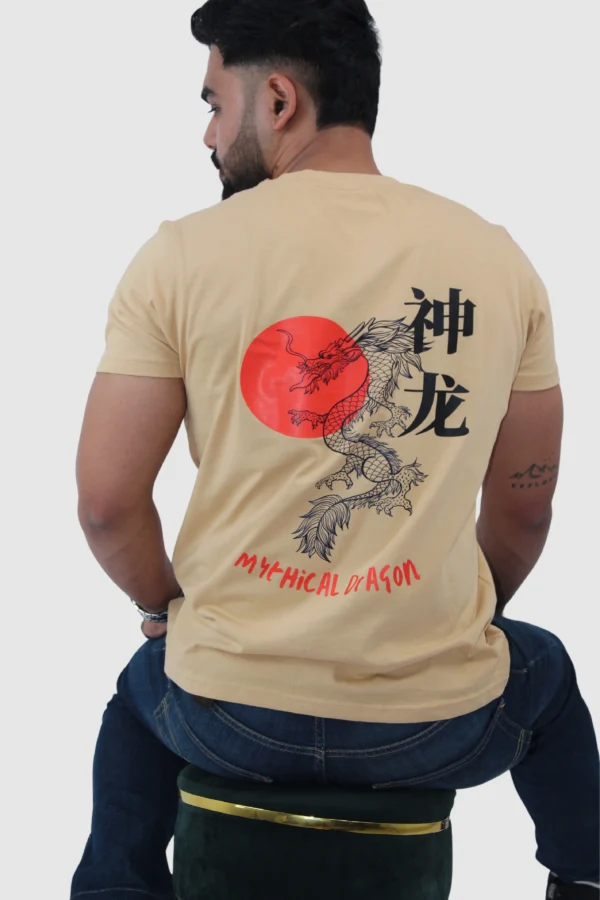 Slim Regular Fit Beige Solid T-Shirt - Image 5