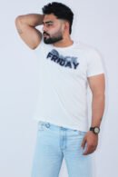 Slim Regular Fit Printed White T-Shirt