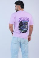 Printed Oversized Fit Lavender T-Shirt