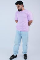 Printed Oversized Fit Lavender T-Shirt