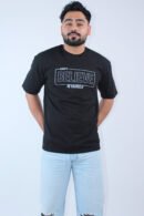 Printed Black Solid Oversized T-Shirt