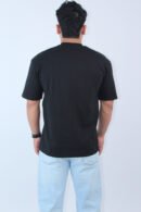 Printed Black Solid Oversized T-Shirt