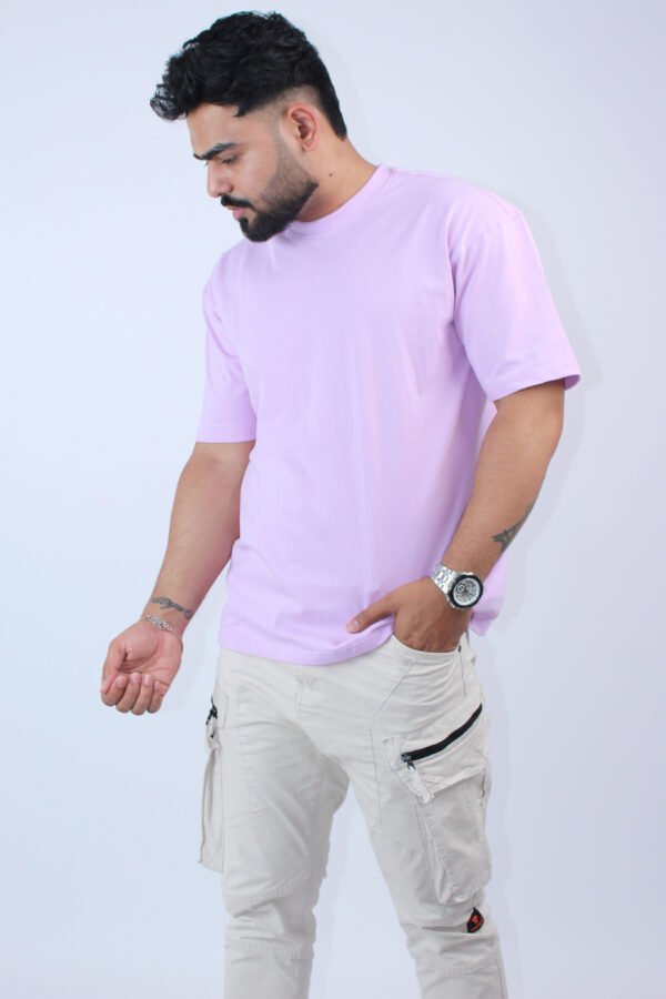 Oversized Fit 2-Way Stretch Lavender T-shirt - Image 5