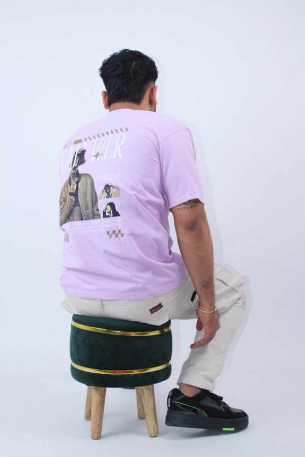 Printed Crew Neck 2-Way Oversized T-Shirt - Image 4