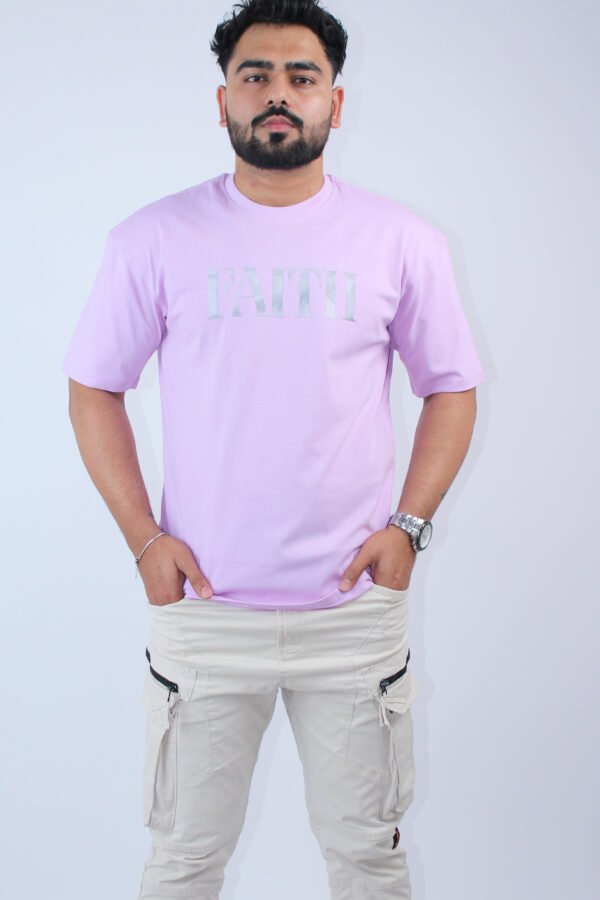 Oversized Fit Lavender Stretch T-Shirt - Image 3